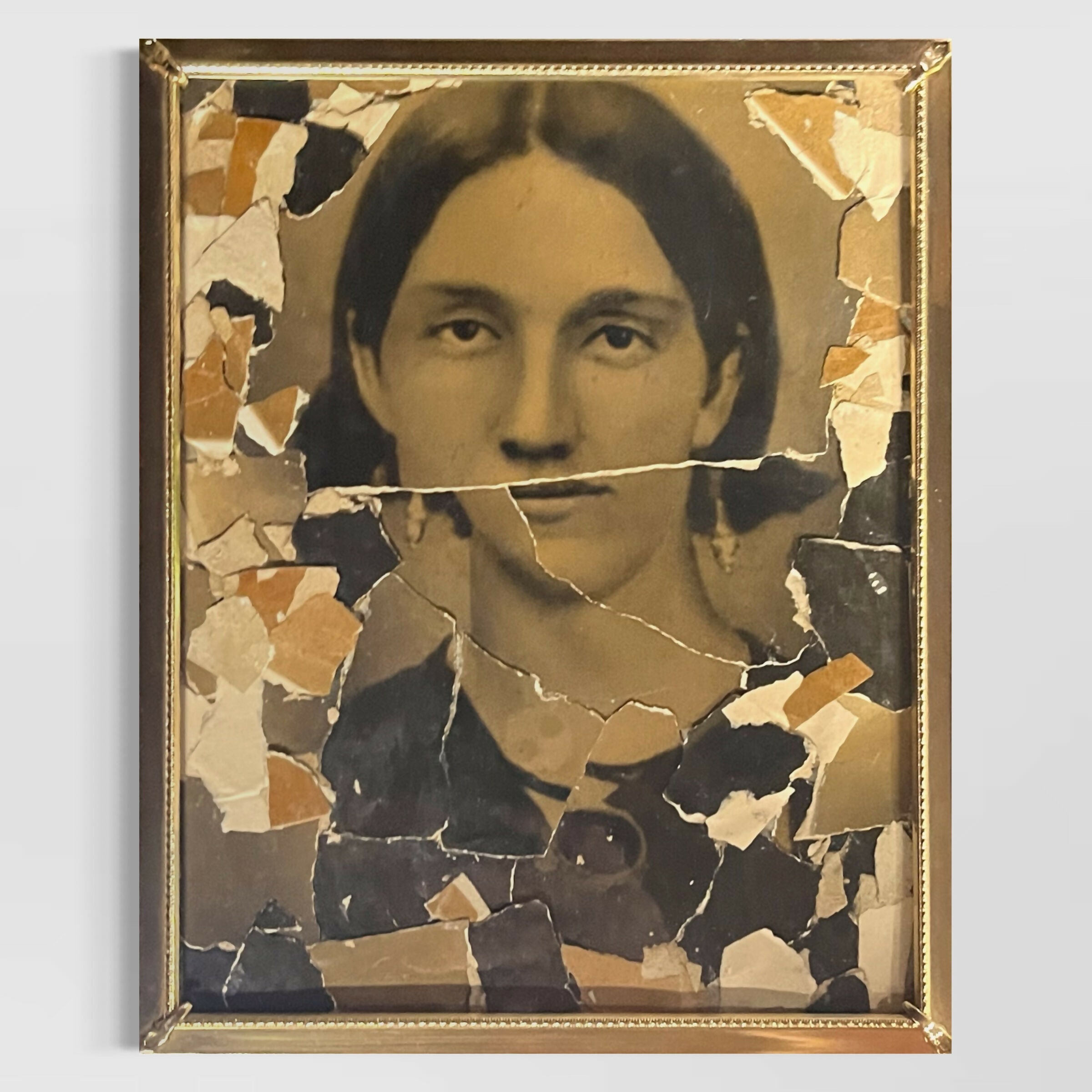 Abstract Collage Contemporary Mixed Media Painting Original Framed Mixed Media Abstract Art Collage 8x10 "Victorian Lady" Sam Lewis