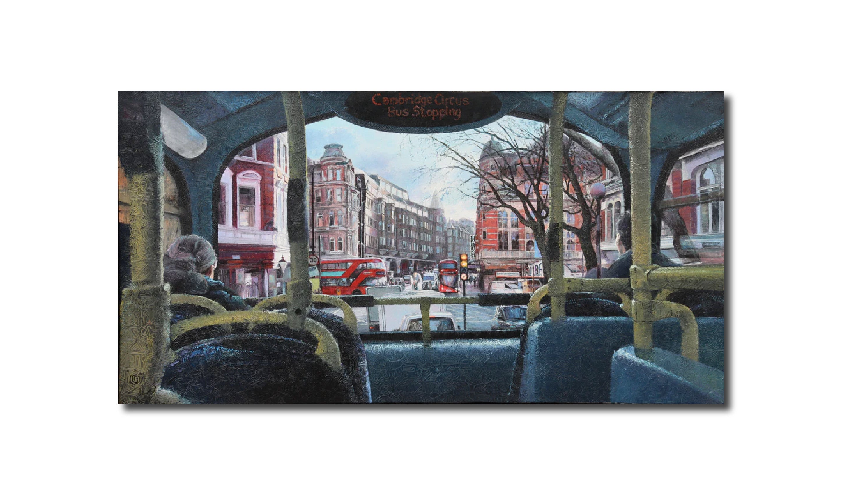 Cityscape 'CAMBRIDGE CIRCUS - WHERE THOUGHTS MEET' - Oil on Canvas Titus Agbara