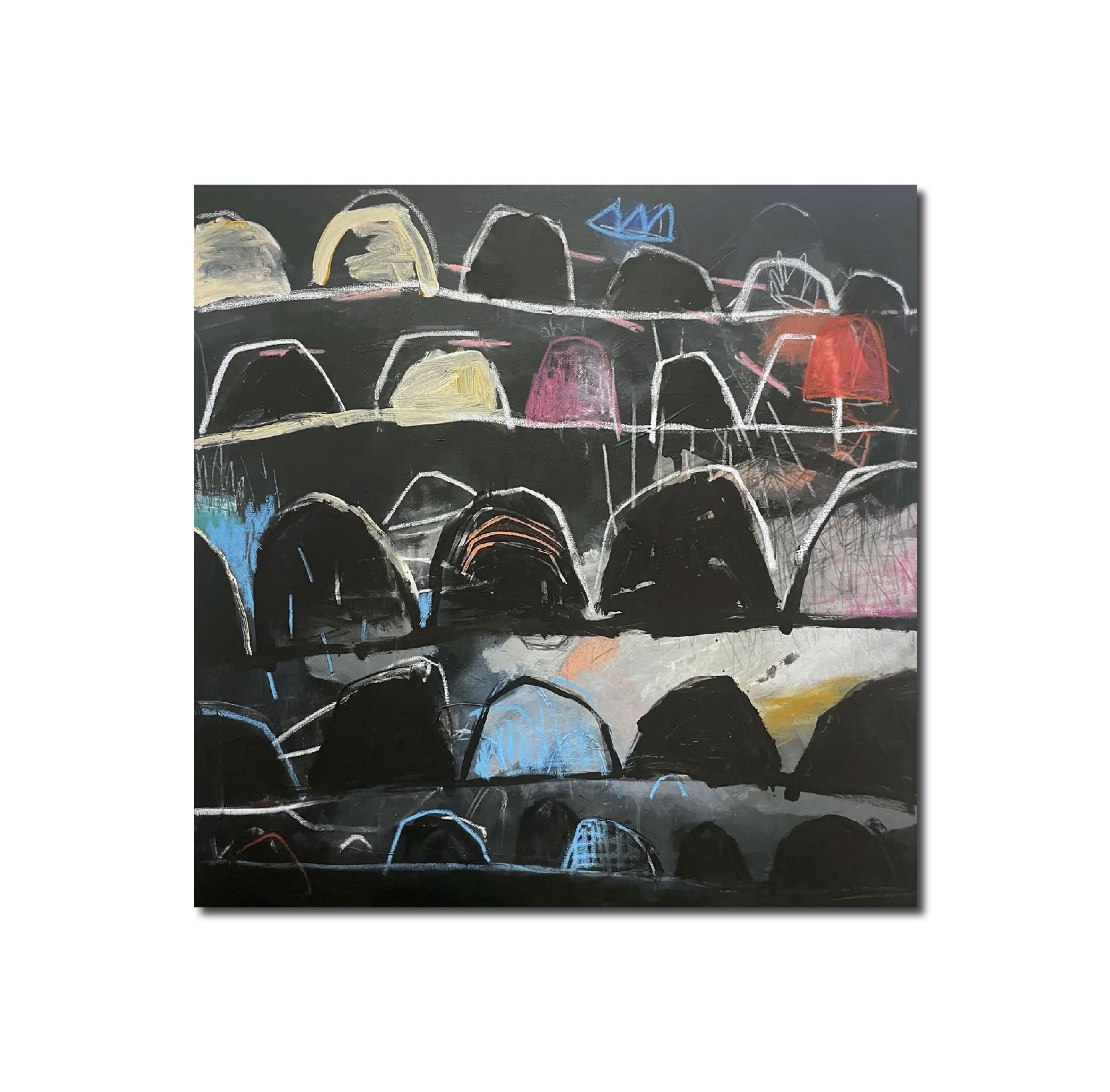 Abstract Acrylic Art Contemporary Expressionist Mixed Media Painting Visionary Mounds I Jessica Eichman