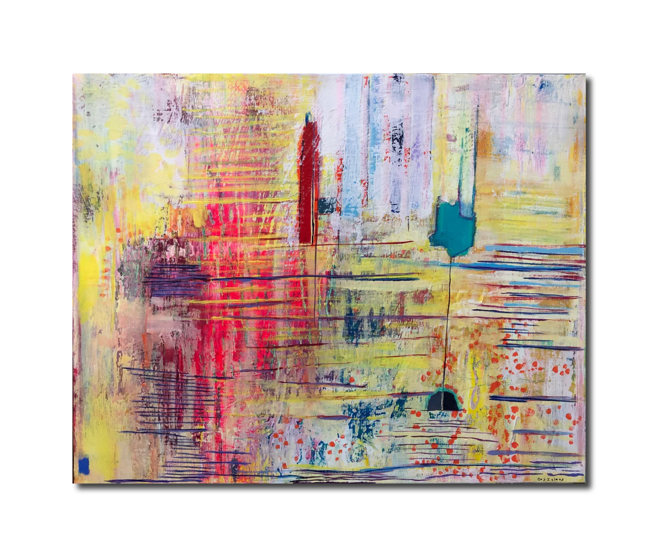 Acrylic Painting 'MULTIPLE PAST INSTANTS' - Acrylic, Pastel, and Colored Pencil on Canvas Derek Des Islets