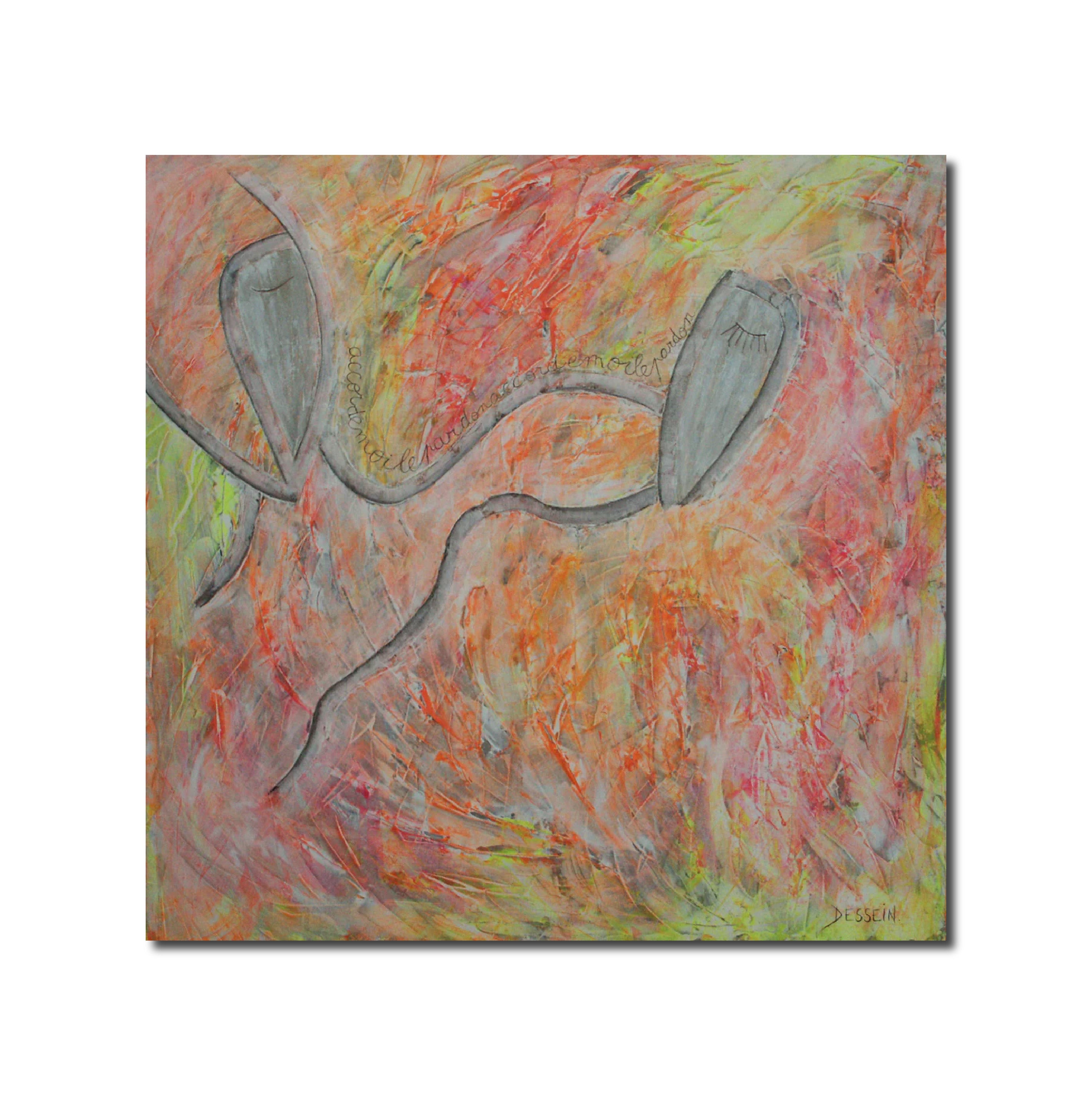 Painting 'PARTAGE' - Acrylic on canvas Delphine DESSEIN