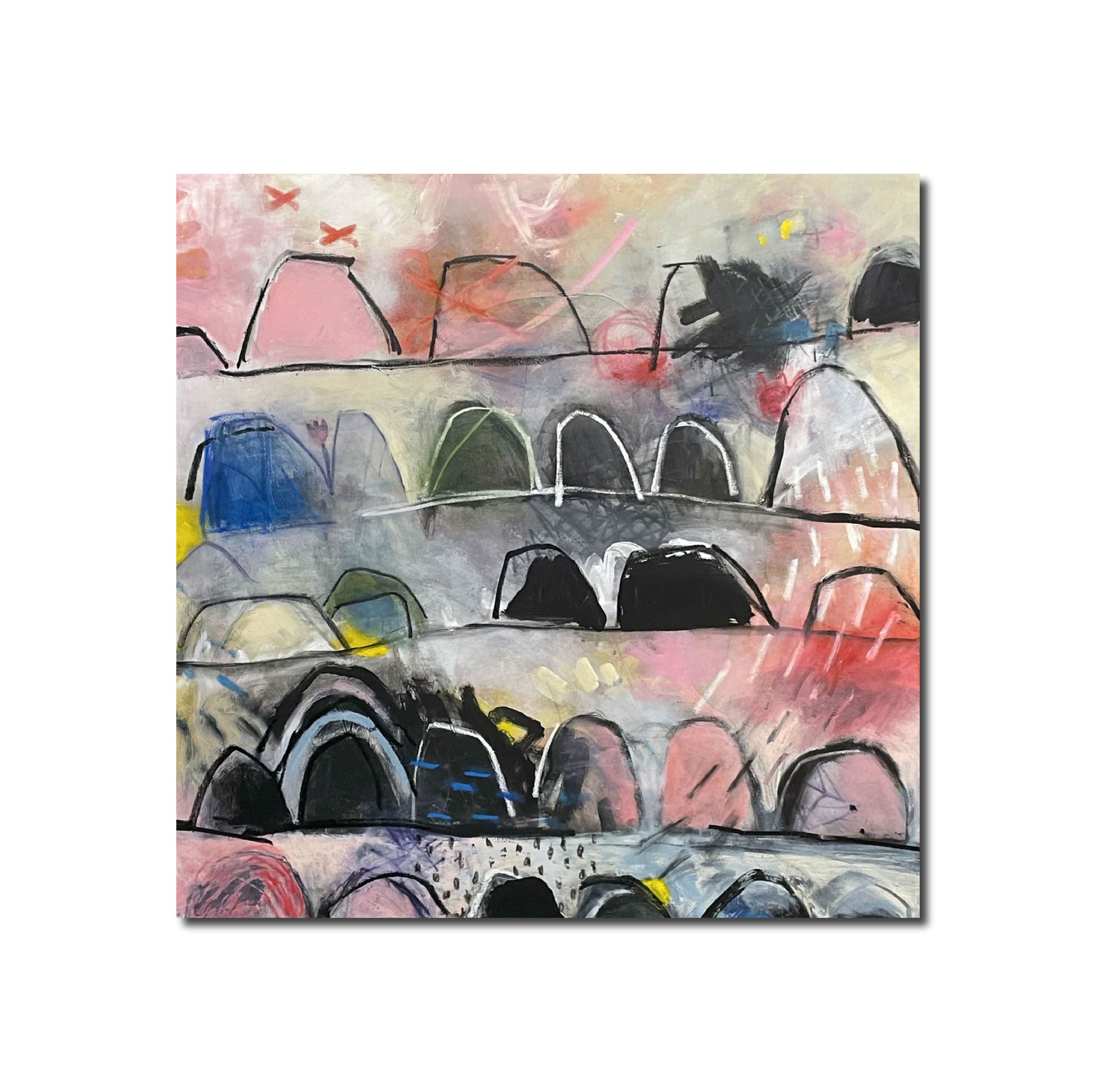 Abstract Acrylic Art Contemporary Expressionist Mixed Media Painting Visionary Mounds II Jessica Eichman