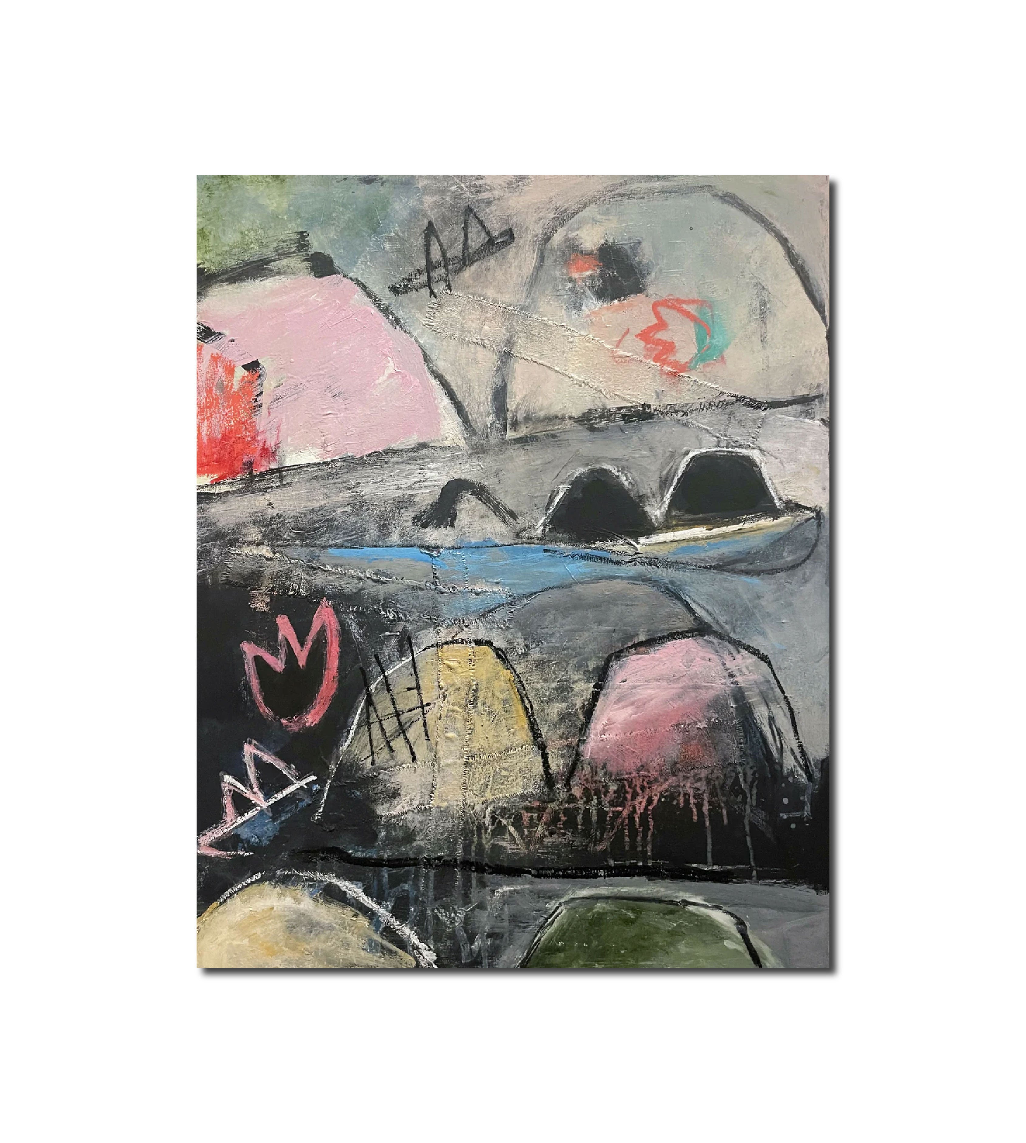 Abstract Acrylic Art Contemporary Expressionist Mixed Media Painting Visionary Mounds III Jessica Eichman