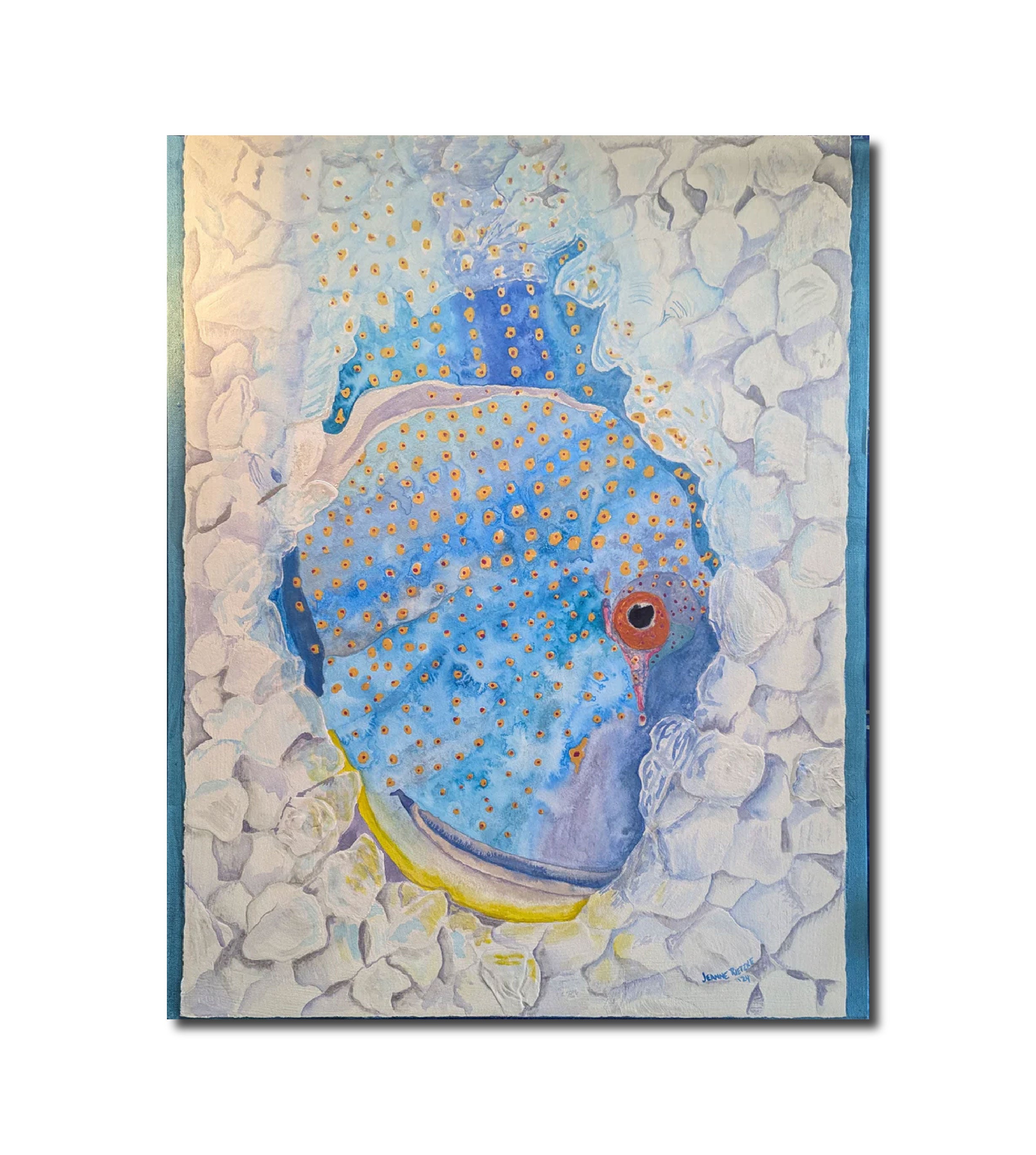 Acrylic Ink Mixed Media Blues On Ice Jeanne McIntosh Rietzke