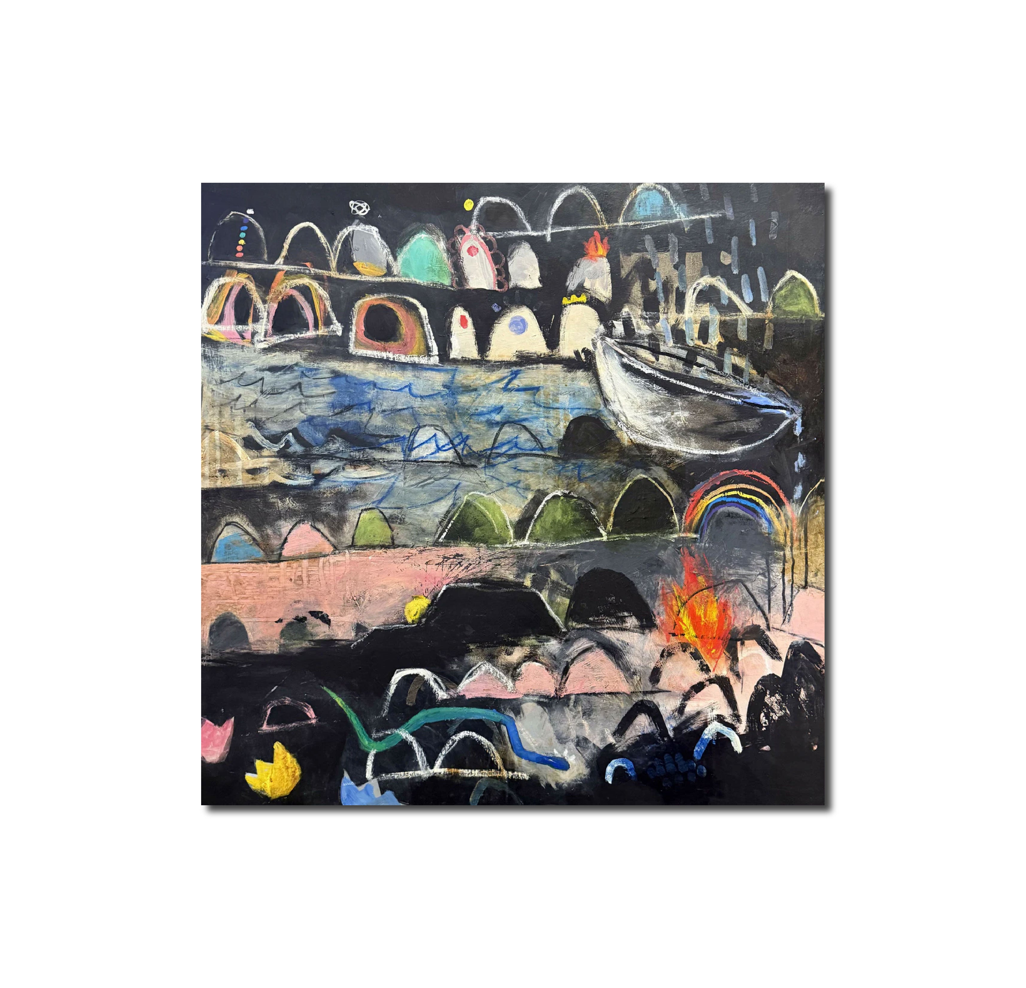 Abstract Acrylic Art Contemporary Expressionist Mixed Media Visionary Mounds IV Jessica Eichman