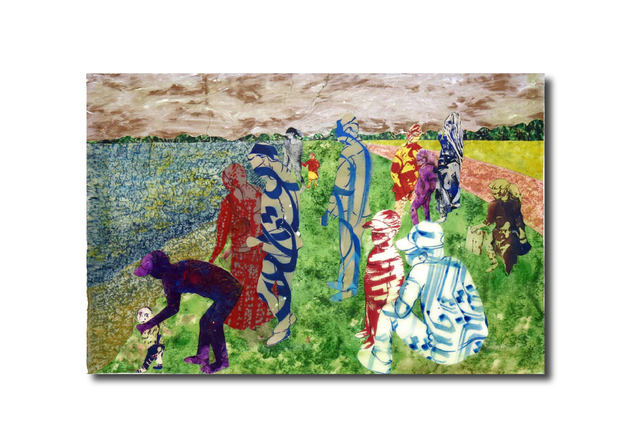 Abstract Semi Abstract Symbolic 'LOVE LAKE' - Mixed Media Collage Haibat El Balaa