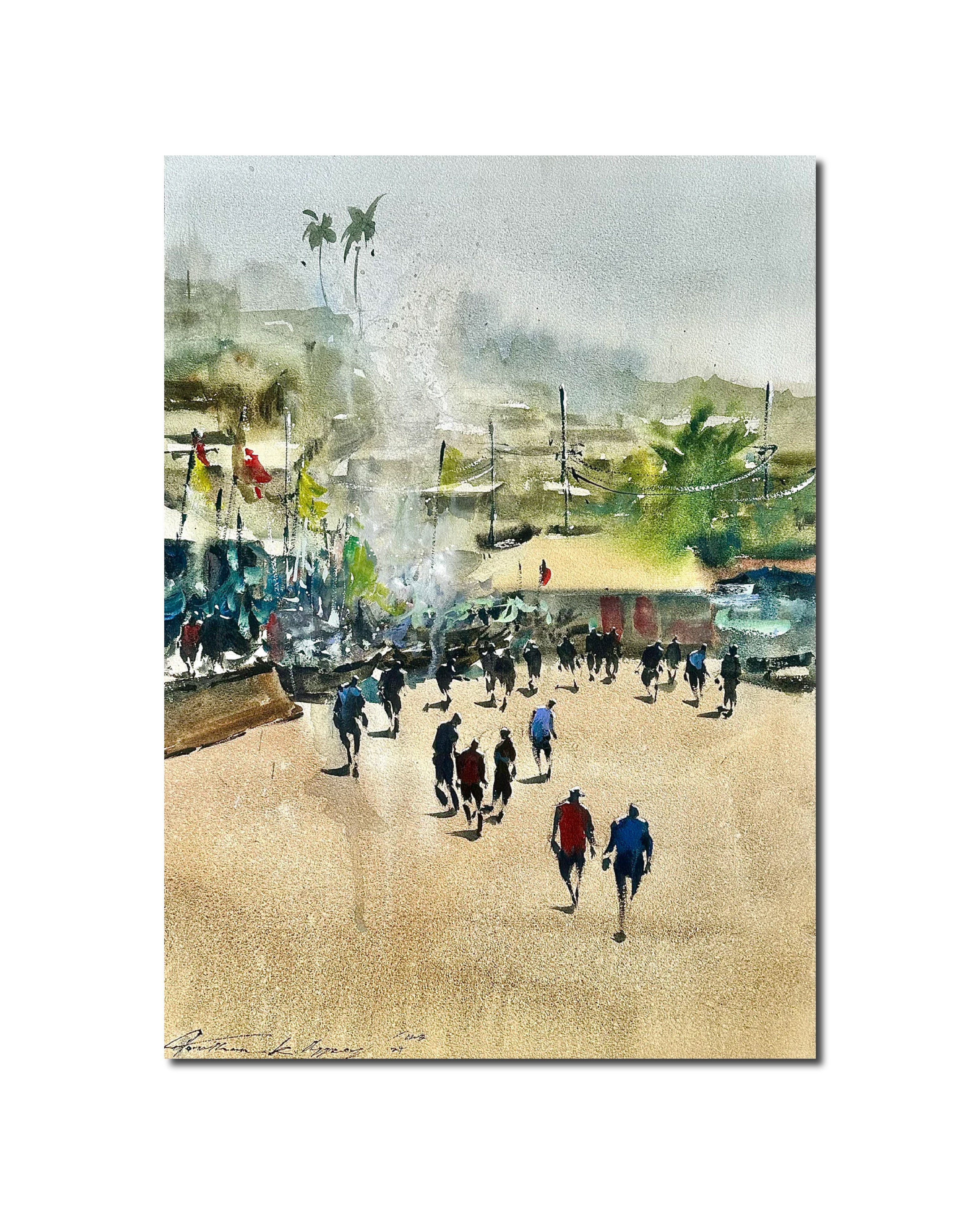 Painting 'CAPE COAST' - Watercolour Jonathan Kwegyir Aggrey
