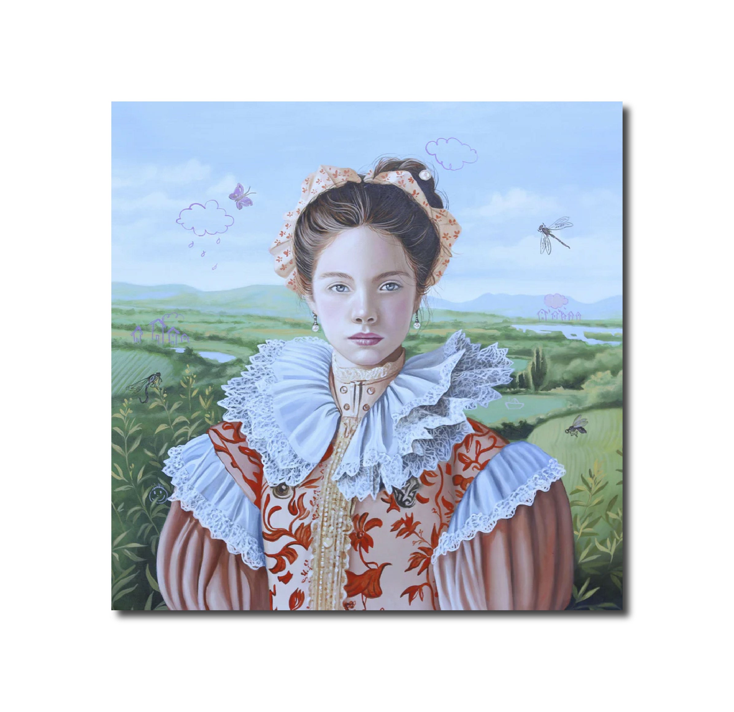 Acrylic Art Contemporary Figurative Painting Surrealism Surrealist A Butterfly in the Cloud Carlos Gamez de Francisco