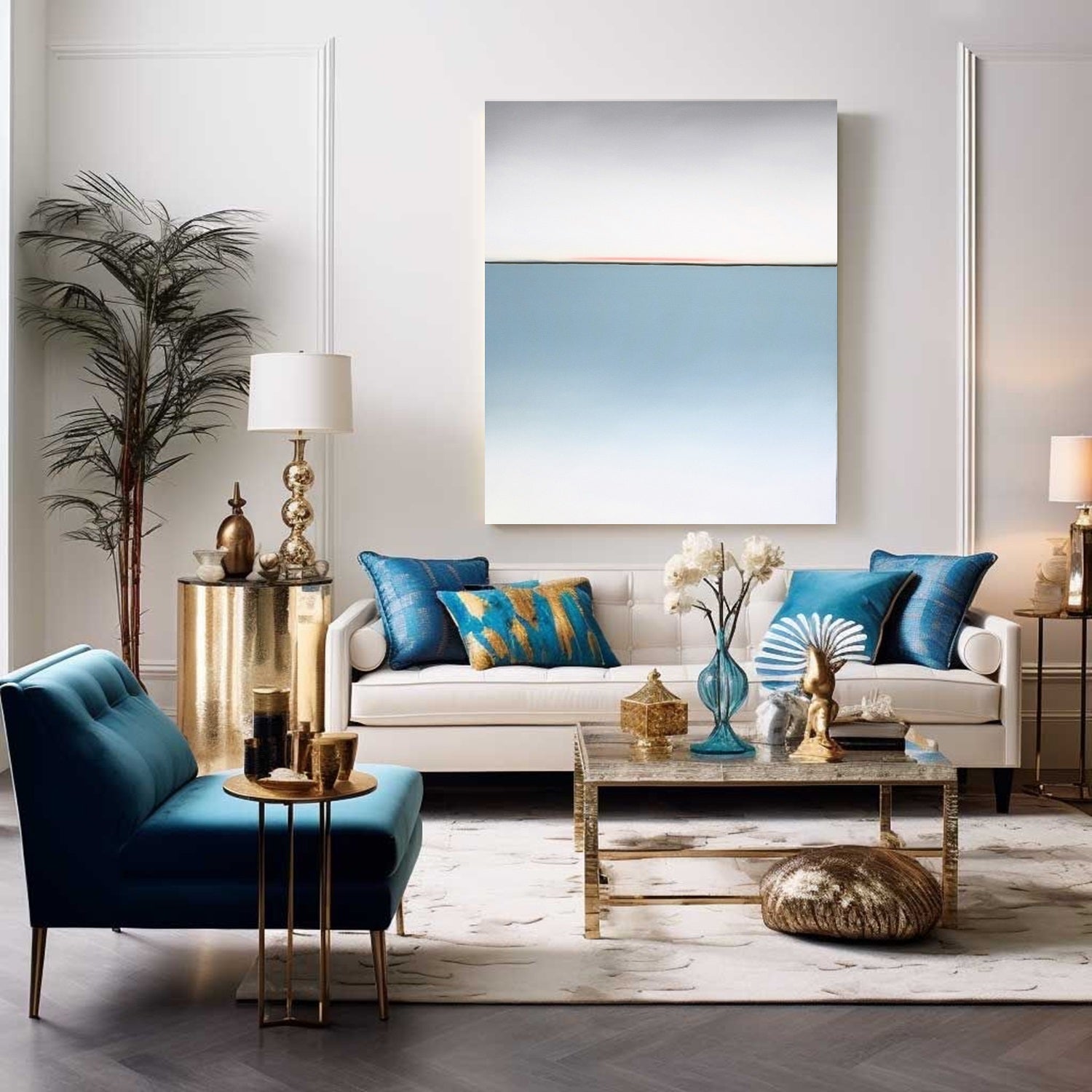 Horizon of Emotions #105, tender seascape painting Larissa Uvarova