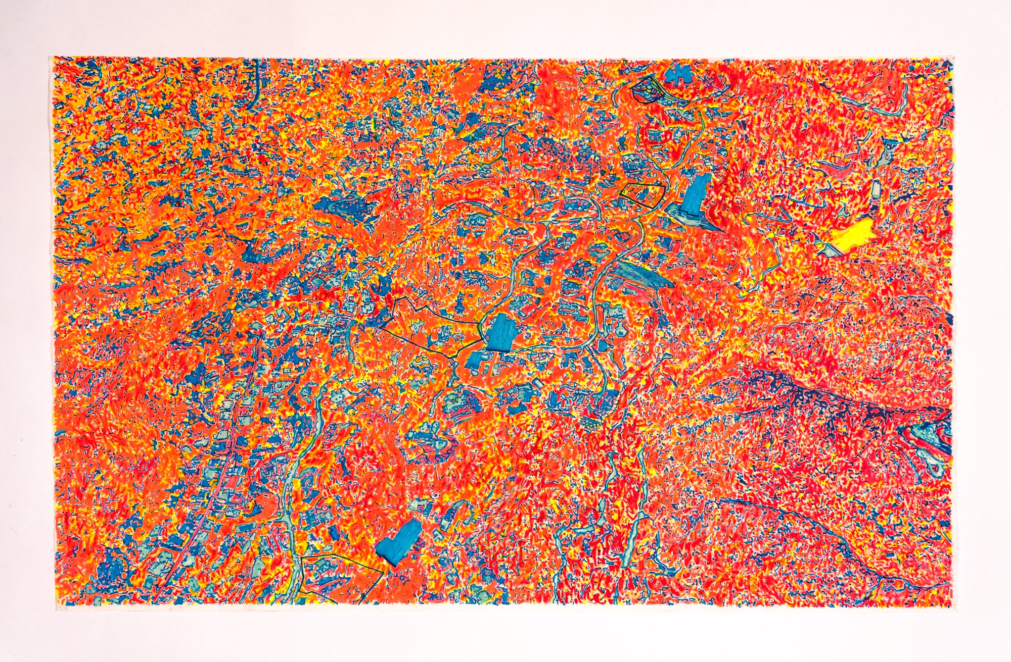 Abstract Contemporary Digital Figurative Psychedelic Surrealism 'BEVERLY PARK GROUP W OWN-IT BORDERS, THERMAL FILTER' Michael Shaw