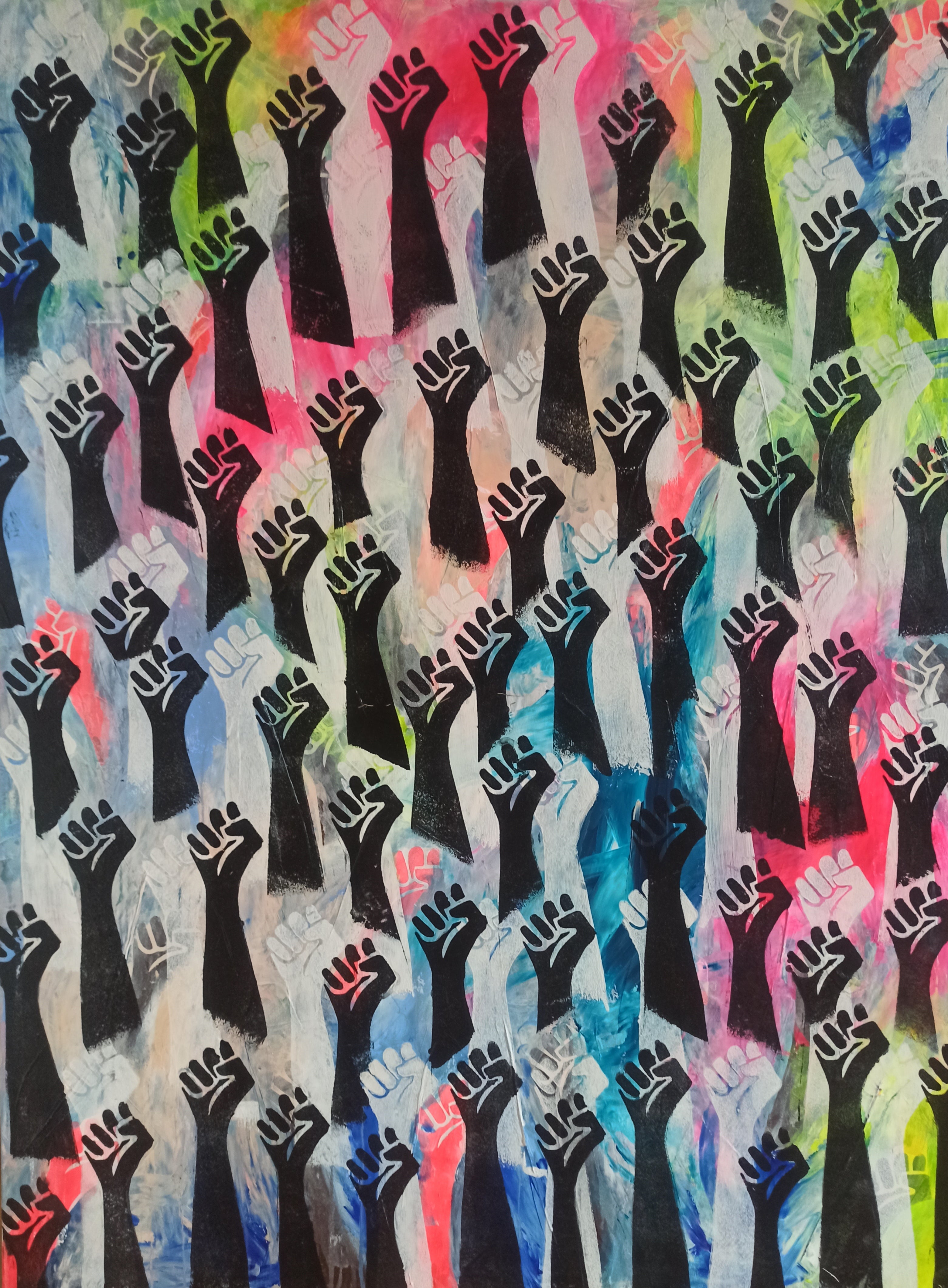 Painting 'THE RAGING HEARTS' - Acrylic on Canvas Delphine DESSEIN