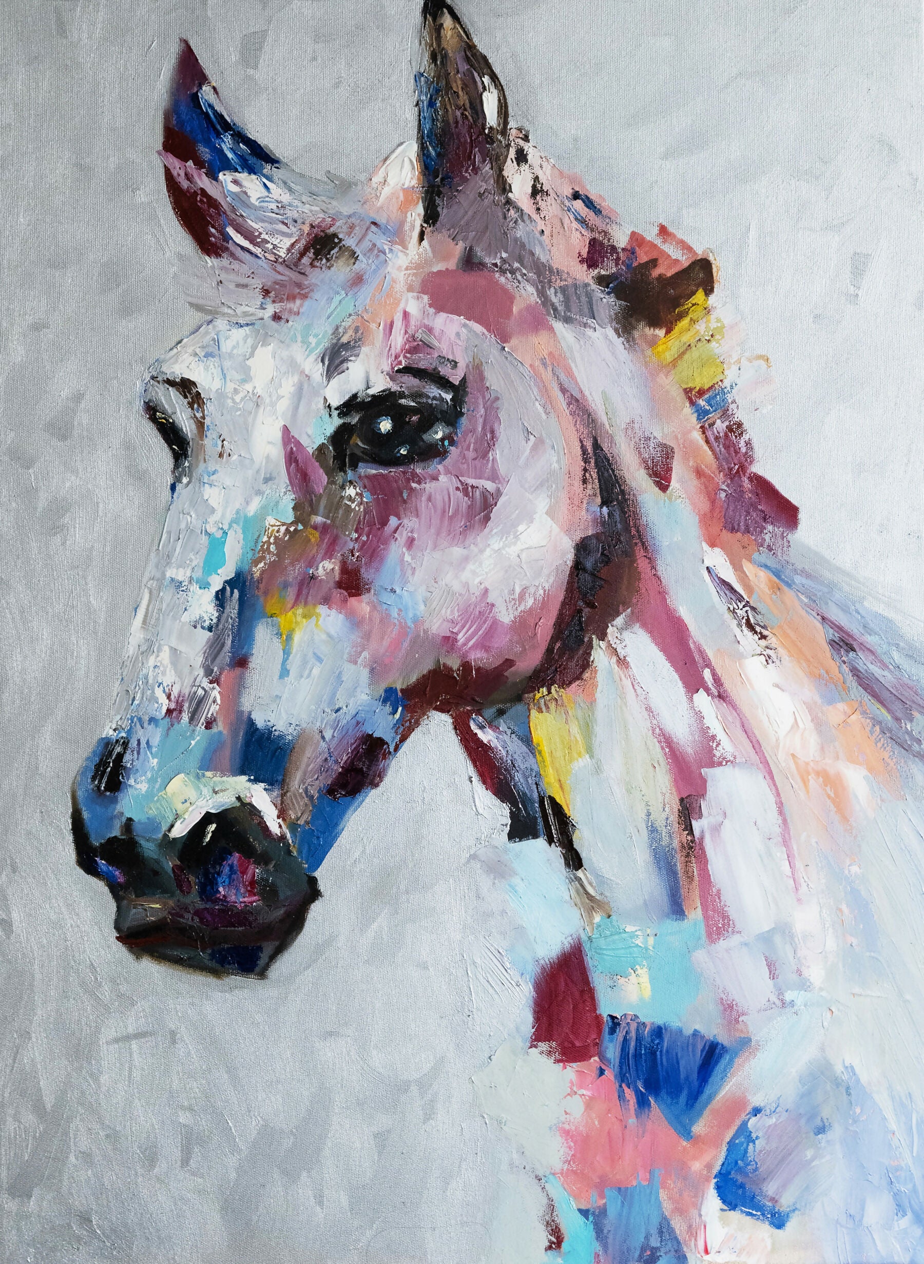 Oil Painting Colourful Horse Animals Art Alina Odwyer