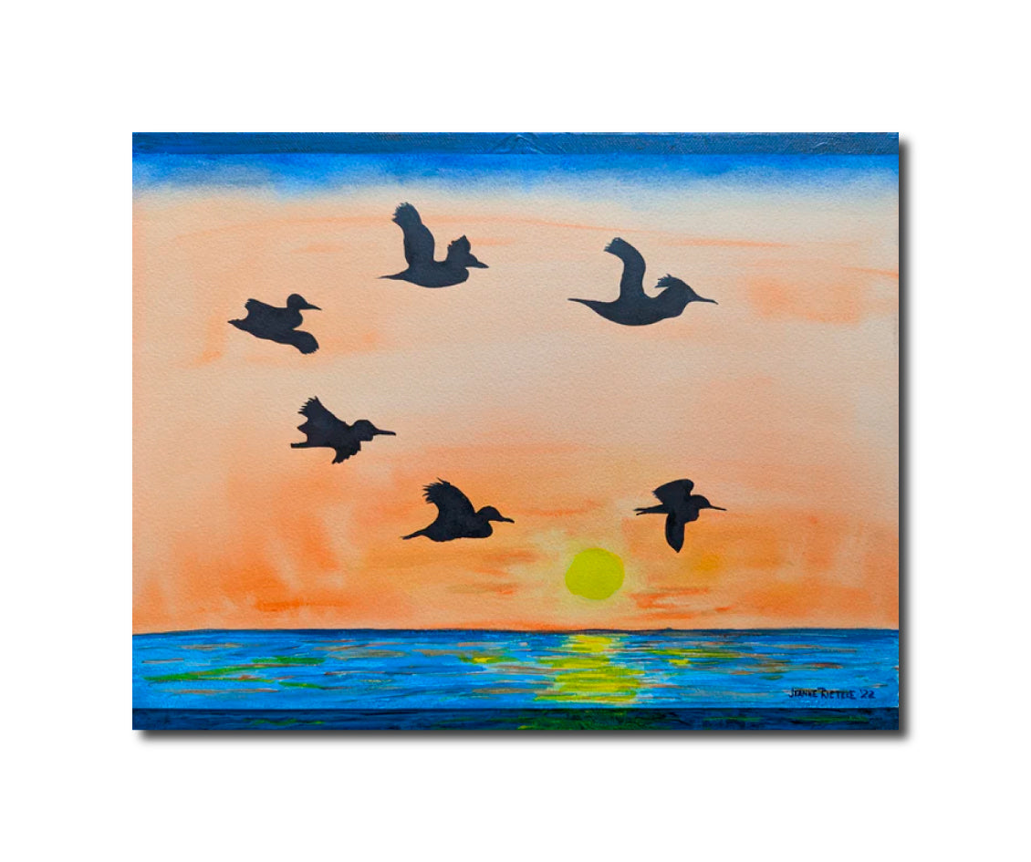 Contemporary Painting Watercolor Sunset Flight II Jeanne McIntosh Rietzke