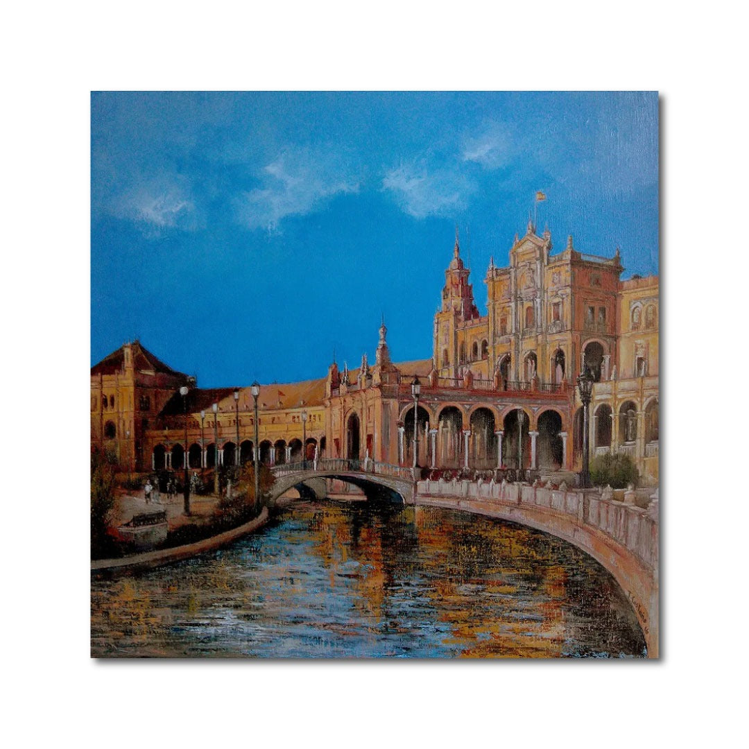 Figurative Oil Painting 'PLAZA DE ESPAÑA- SEVILLA' Tomas Castano