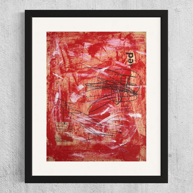 Abstract 'INHIBITION' - Mixed Media on 1800s Atlas Page Sam Lewis