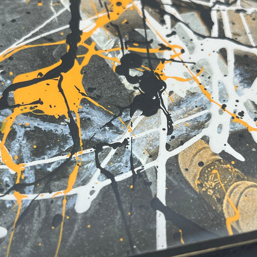 Abstract Mixed Media Painting 'OVER ANTIQUE SHEET MUSIC TG9' - Original Framed Abstract Art Painting Sam Lewis