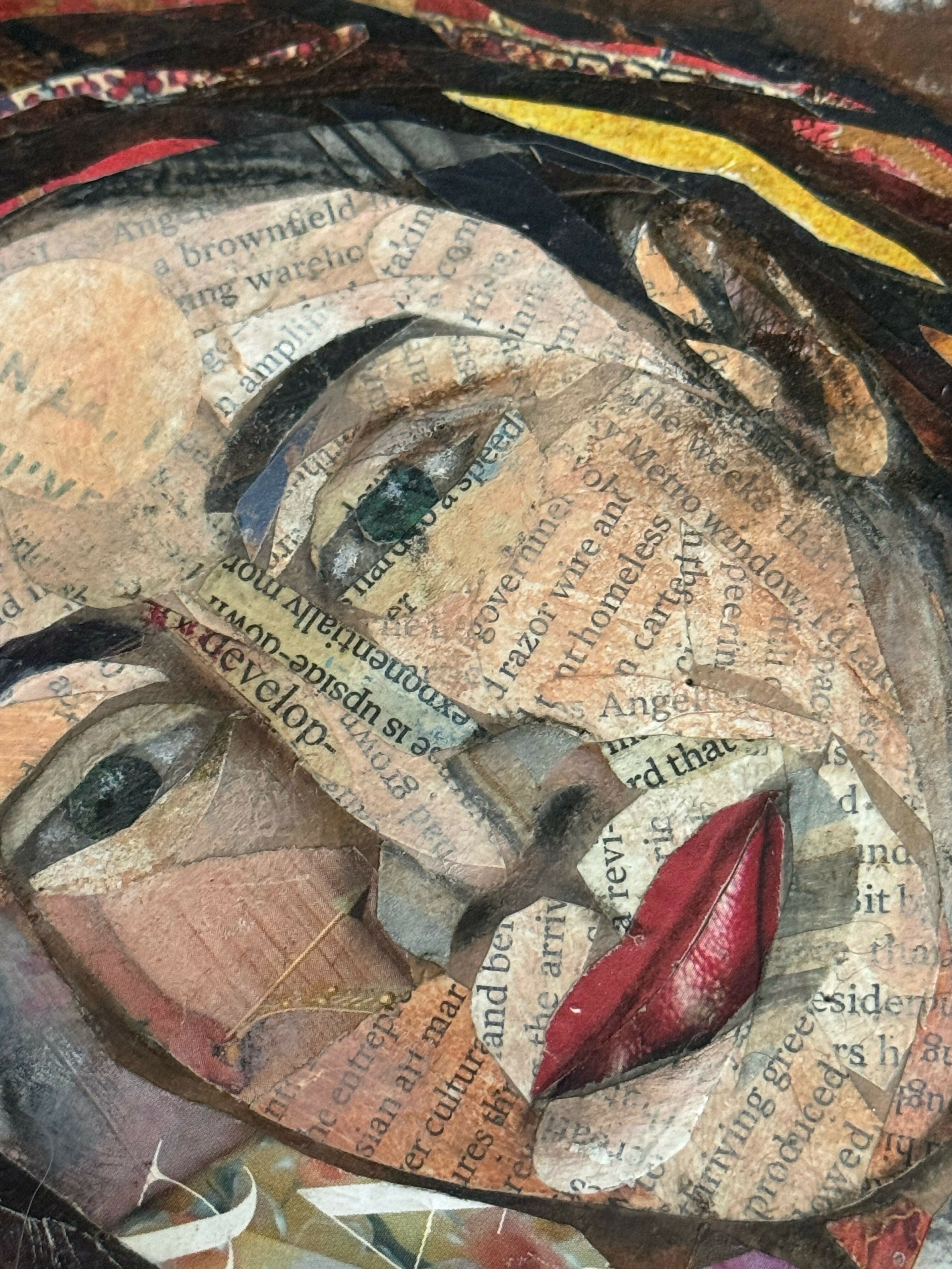 Collage Feminist Art Figurative Surrealist Collage 'IN A MOOD' - Mixed Media on Canvas Denise Jones Adler