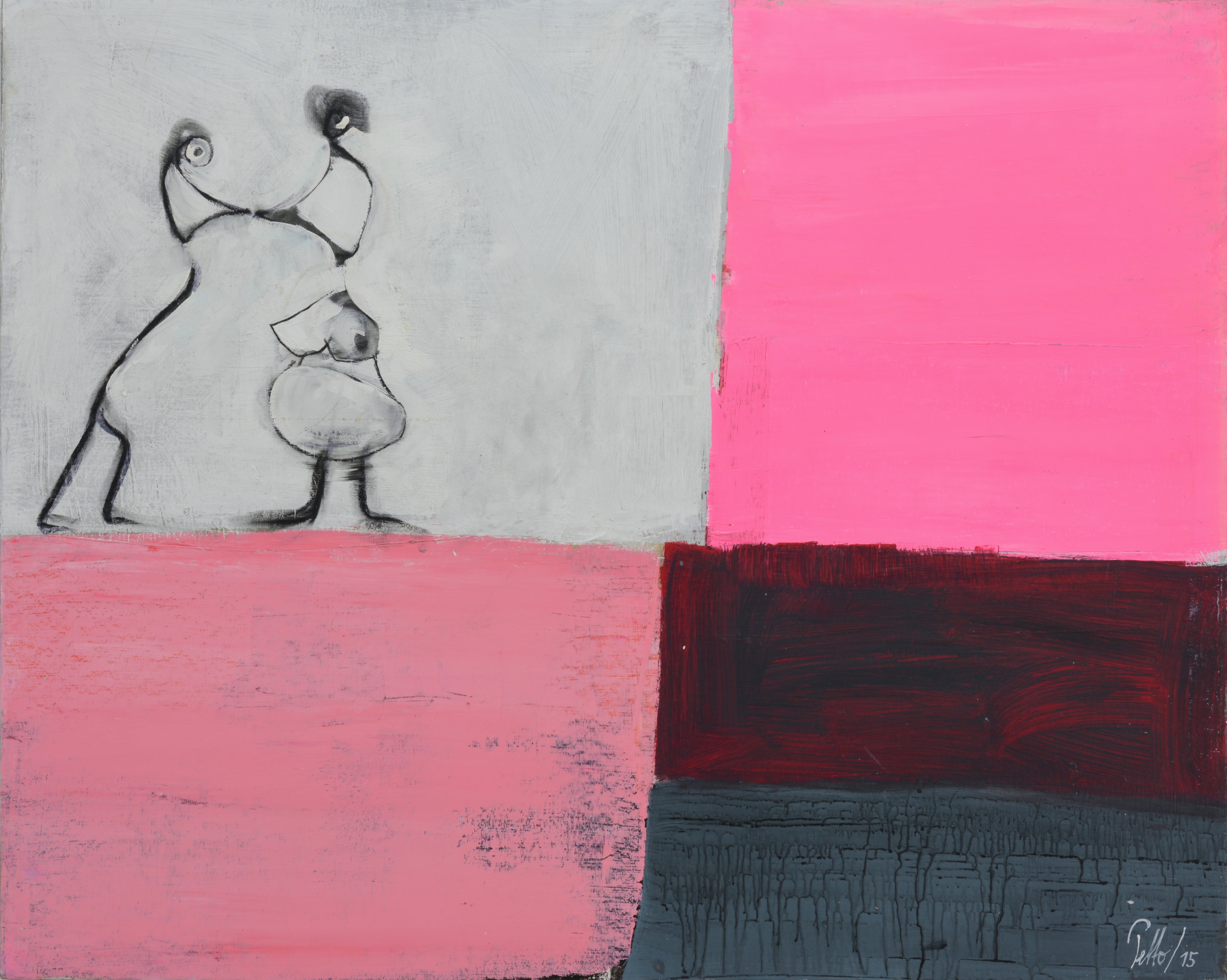 Abstract Pop Art 'KISS' - Acrylic on Paper on Rigid-Foam Franz Petto