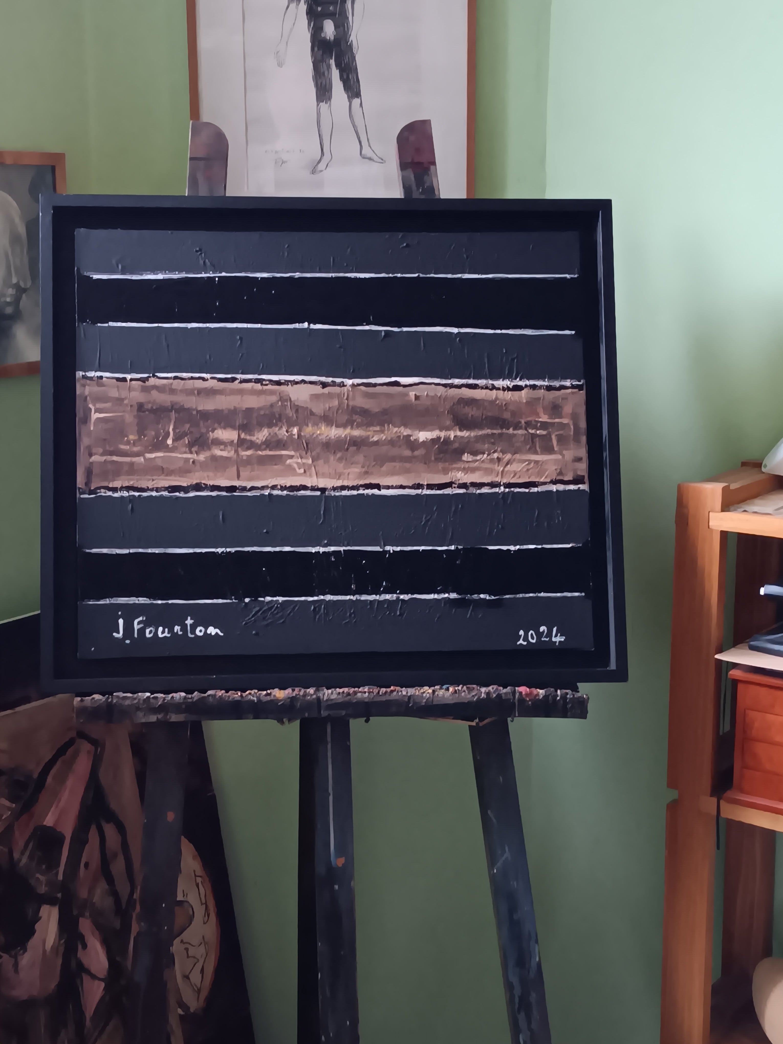 Contemporary Oil 'SOUVENIR & HOMMAGE TO PIERRE SOULAGES' Jean Fourton