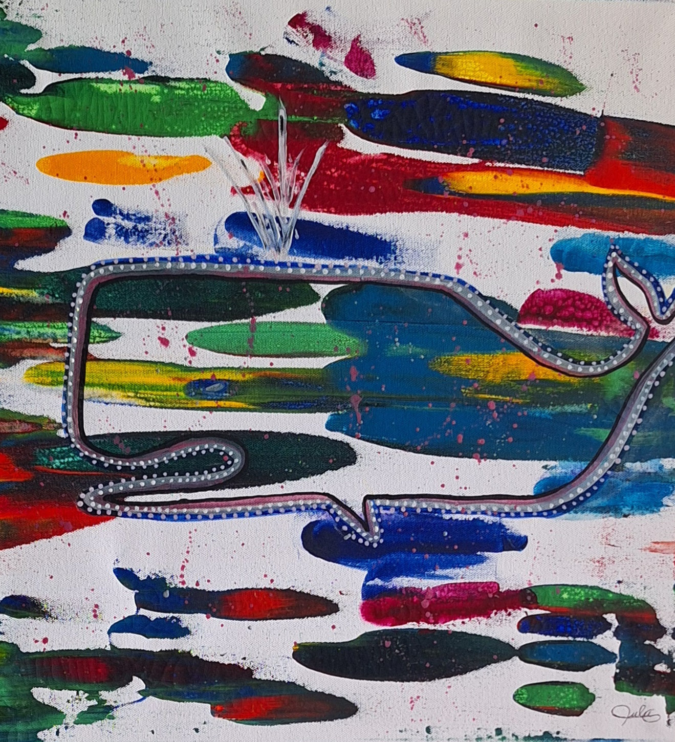 Abstract Contemporary Watercolor 'COLORFUL OCEAN' Lulu Trevizo
