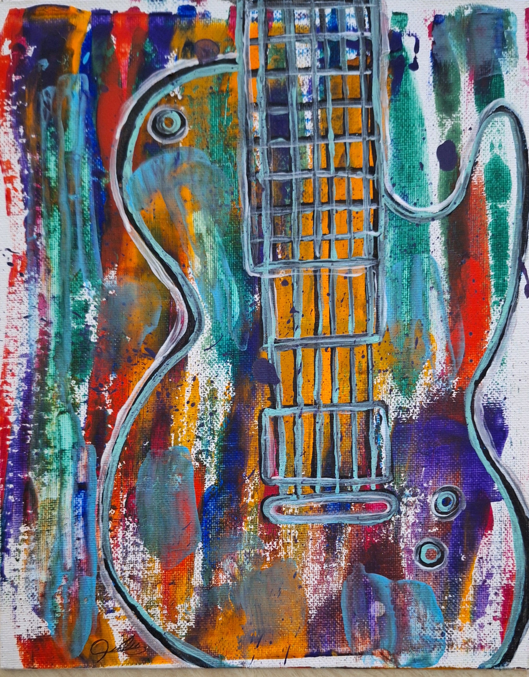 Abstract Contemporary Watercolor 'STRINGS OF MY HEART' Lulu Trevizo