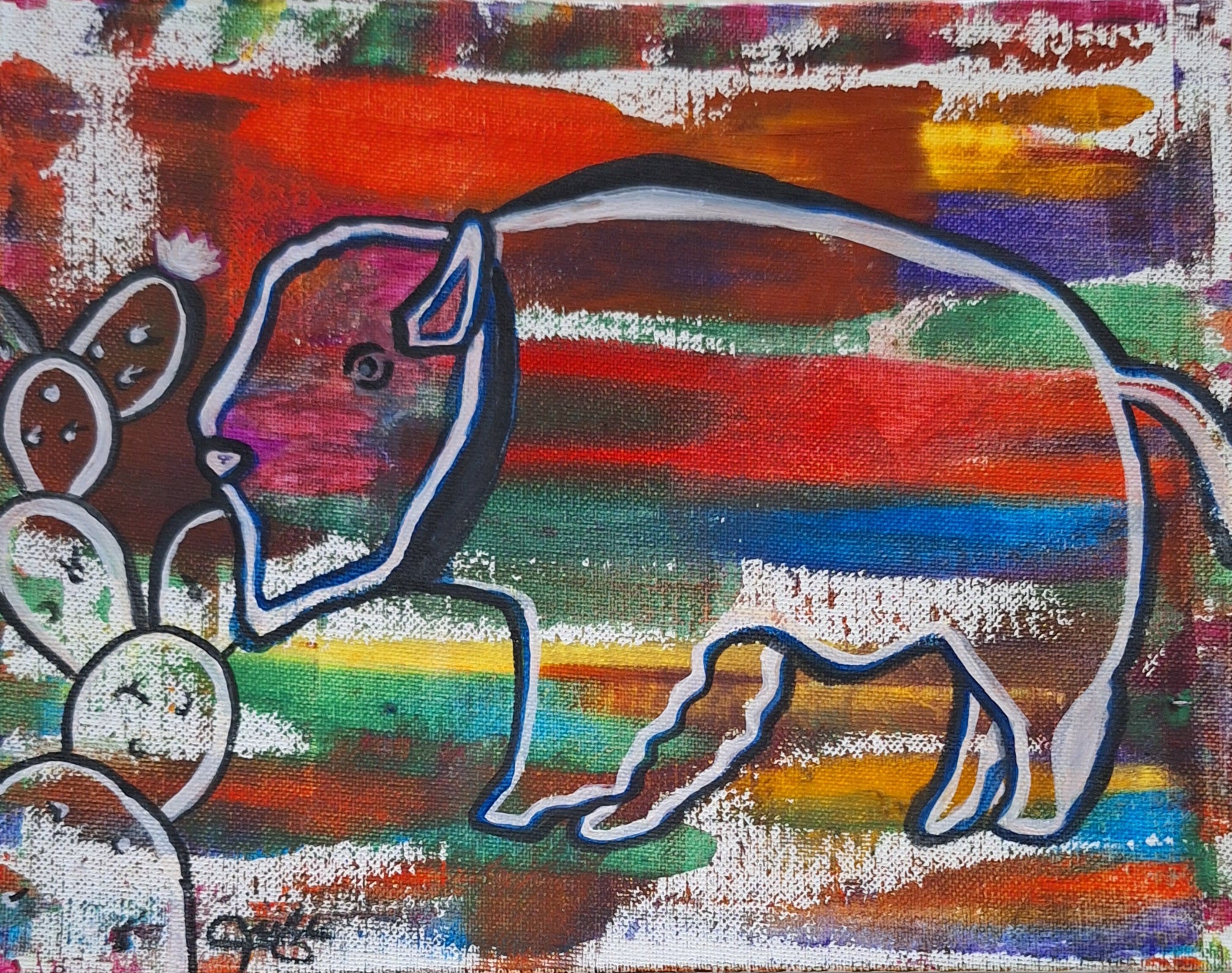 Abstract Contemporary Watercolor 'BUFFALO OUT WEST' Lulu Trevizo
