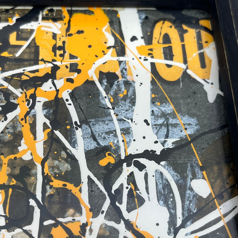 Abstract Mixed Media Painting 'OVER ANTIQUE SHEET MUSIC TG9' - Original Framed Abstract Art Painting Sam Lewis