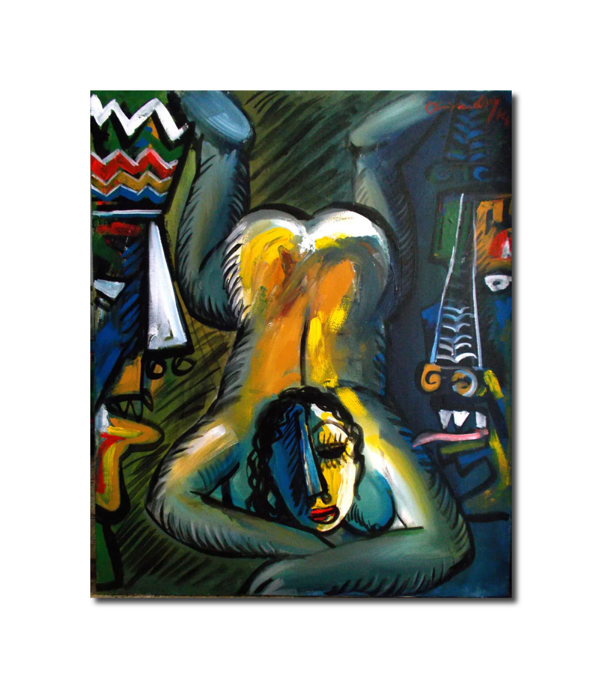 Abstract Acrylic Contemporary Figurative A reclining woman, Original , One piece in the world SOURAJATA