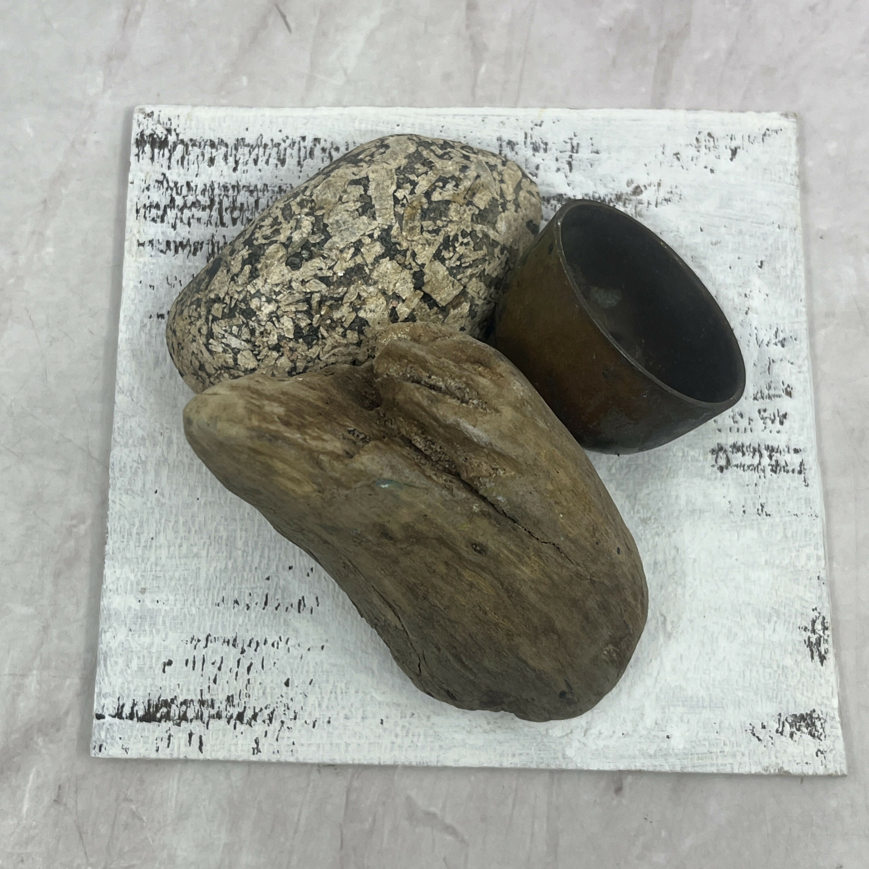 Contemporary Mixed Media Sculpture Original Minimalist Art Assemblage Found Object Sculpture 4x5x3 "North Shore Fractals #4" Sam Lewis