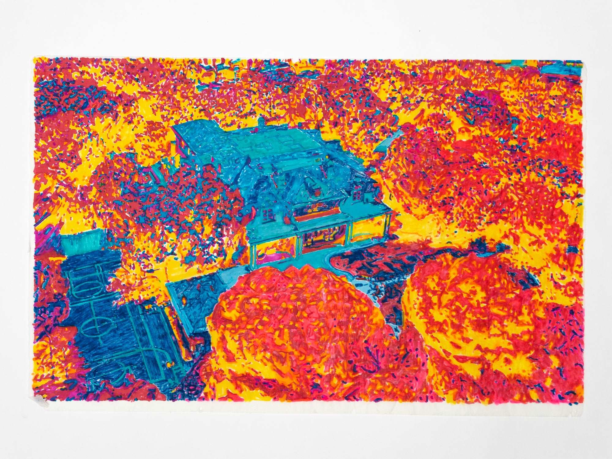 Abstract Contemporary Digital Figurative Psychedelic Surrealism '27 BEVERLY PARK (AERIAL, THERMAL)' Michael Shaw