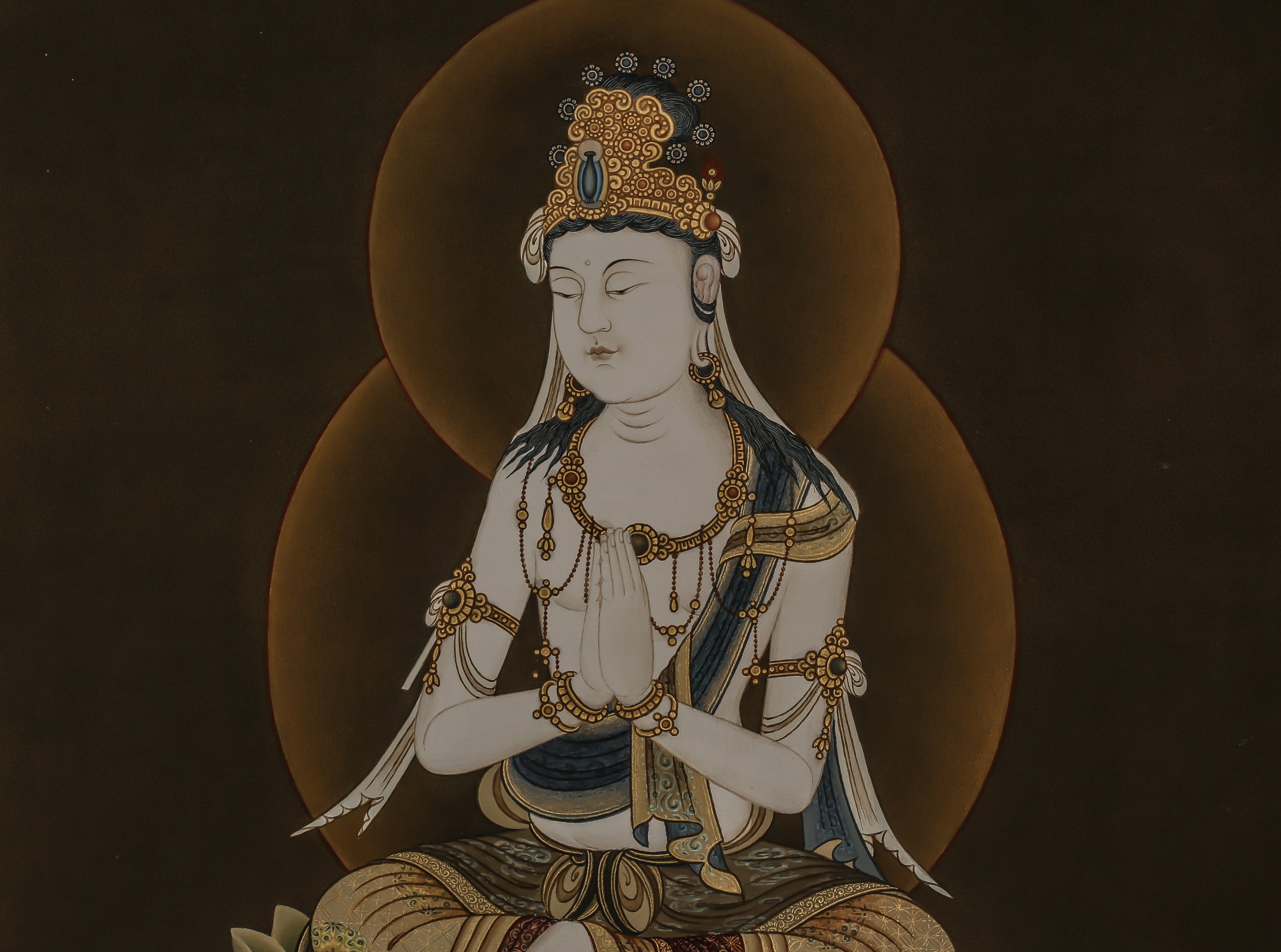 Design Figurative Painting Psychedelic Thanka Visionary 'JAPANESE BODHISATTVA FUGEN' Boudha Stupa Thanka Center