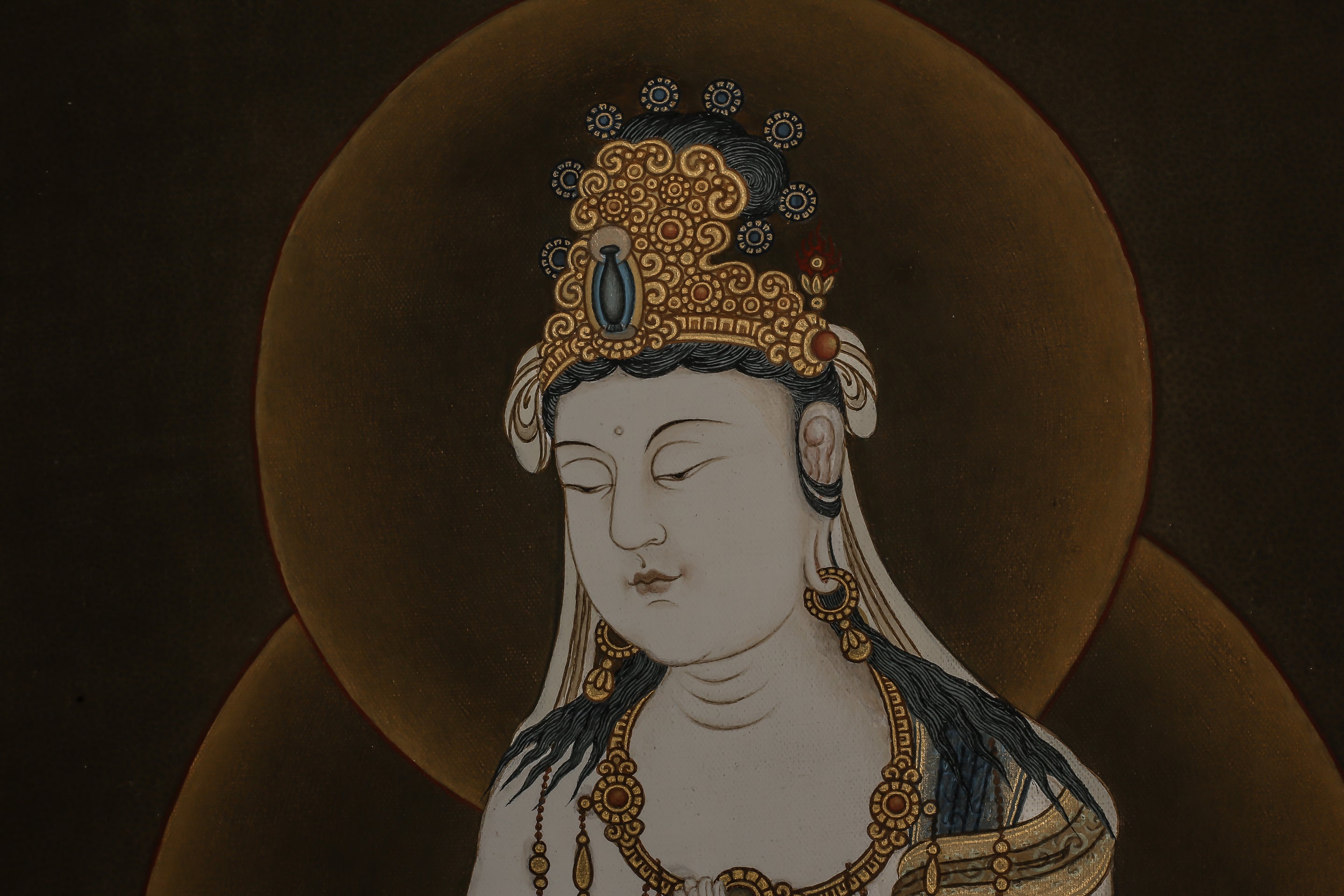 Design Figurative Painting Psychedelic Thanka Visionary 'JAPANESE BODHISATTVA FUGEN' Boudha Stupa Thanka Center