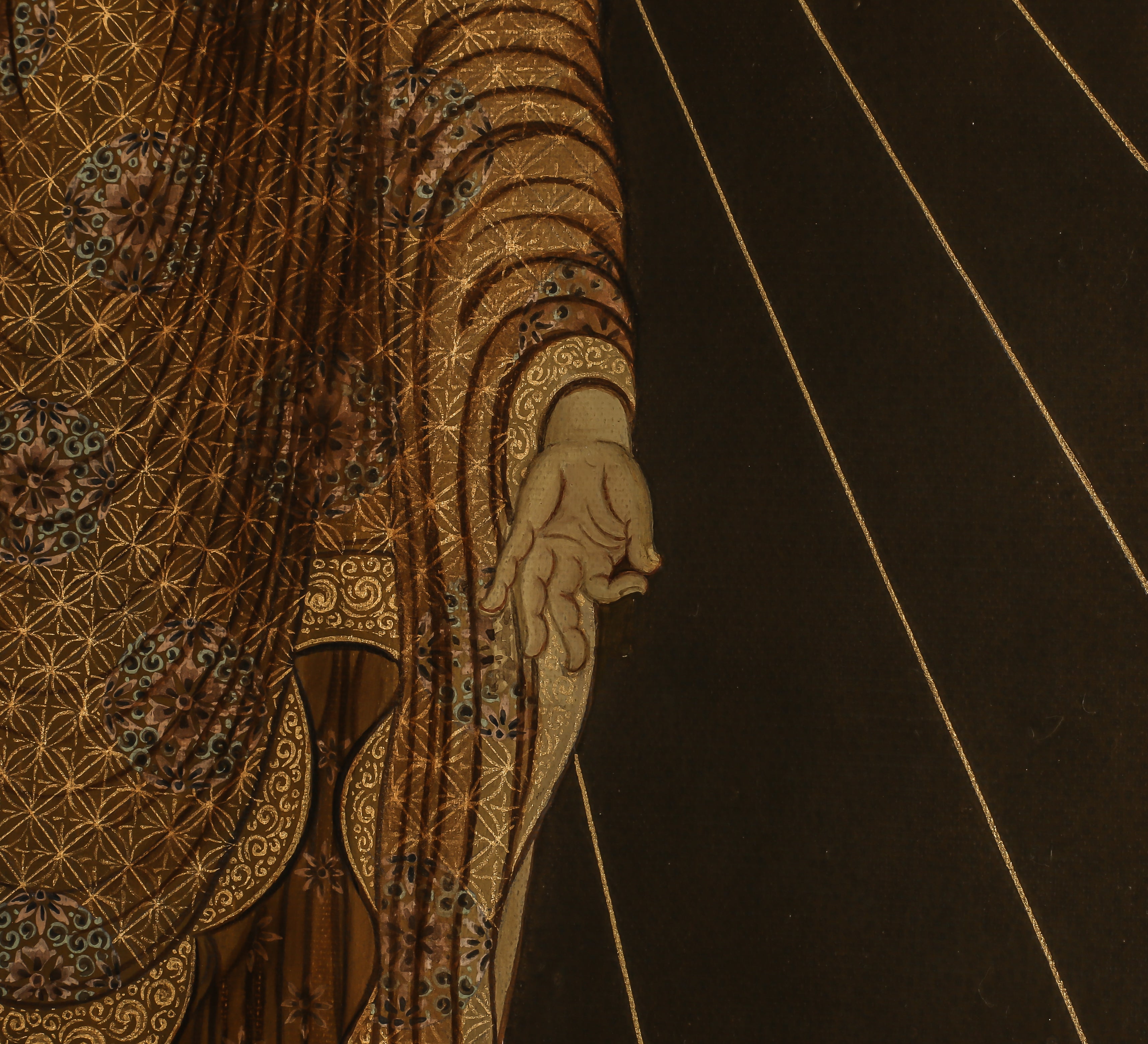 Design Figurative Painting Psychedelic Thanka Visionary 'JAPANESE STANDING BUDDHA' Boudha Stupa Thanka Center