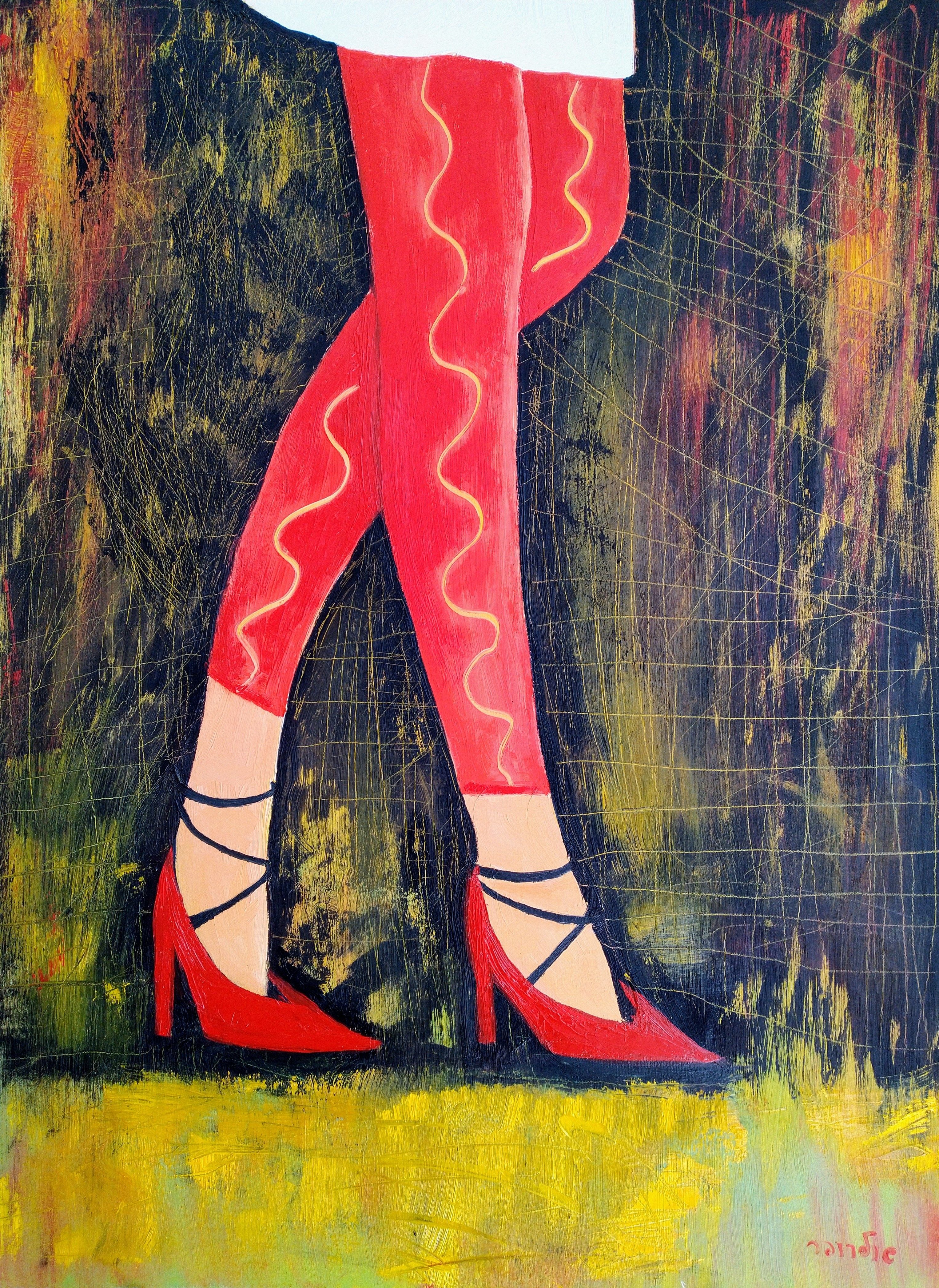 Expressionist 'RED SHOES' - Oil Painting Janna Shulrufer