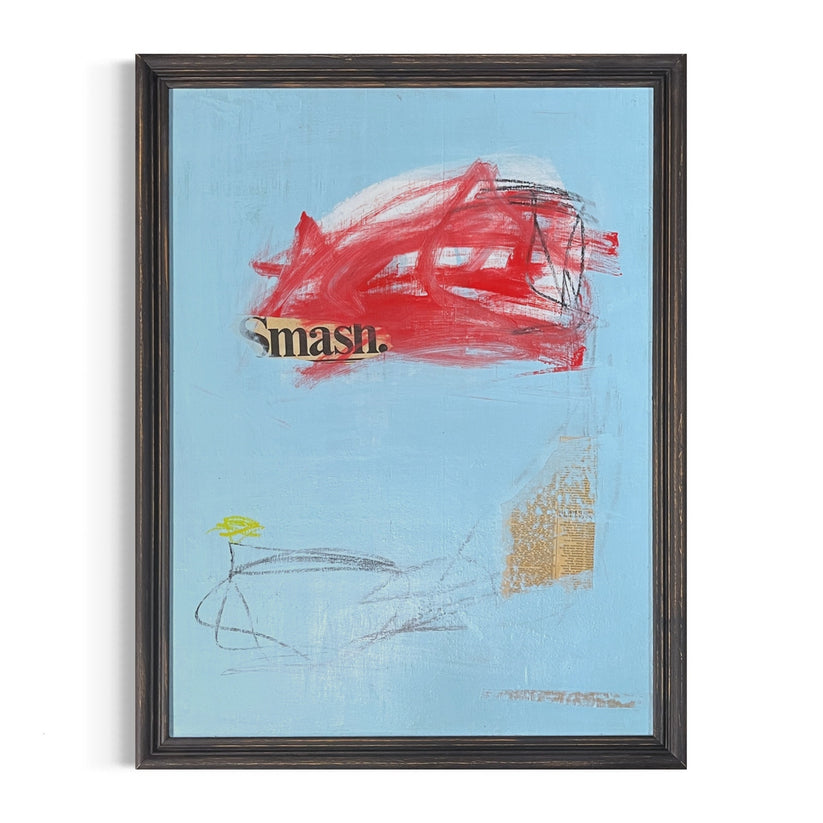 Abstract 'SMASH' - Mixed Media on Vintage and Antique Paper Sam Lewis