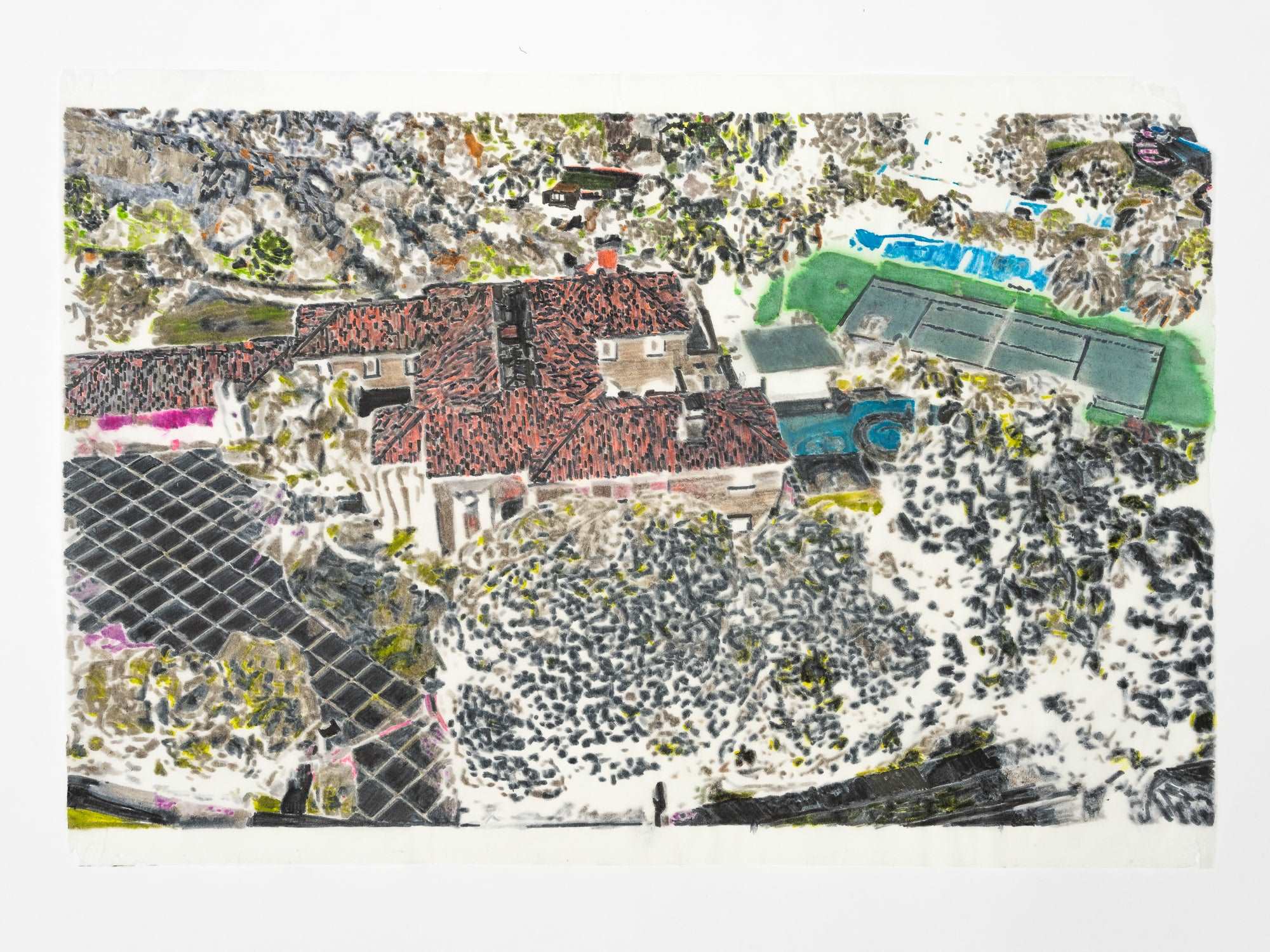 Abstract Contemporary Digital Figurative Psychedelic Surrealism '73 BEVERLY PARK (AERIAL, THERMAL)' Michael Shaw