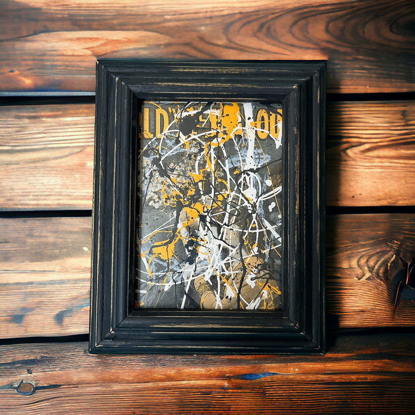 Abstract Mixed Media Painting 'OVER ANTIQUE SHEET MUSIC TG9' - Original Framed Abstract Art Painting Sam Lewis