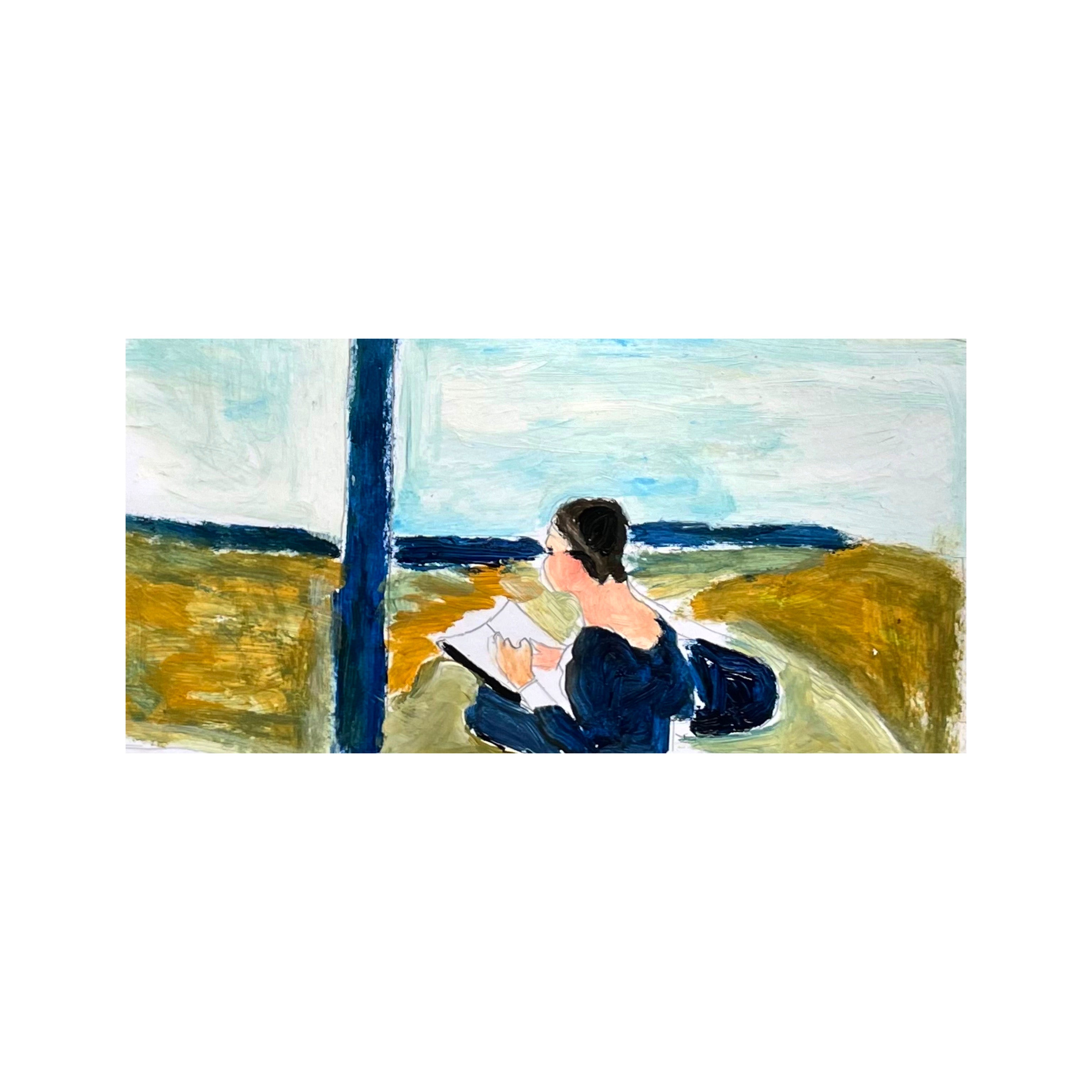 Acrylic Painting wood 'READING' - Acrylic on Wood Panel Irfan Ajvazi