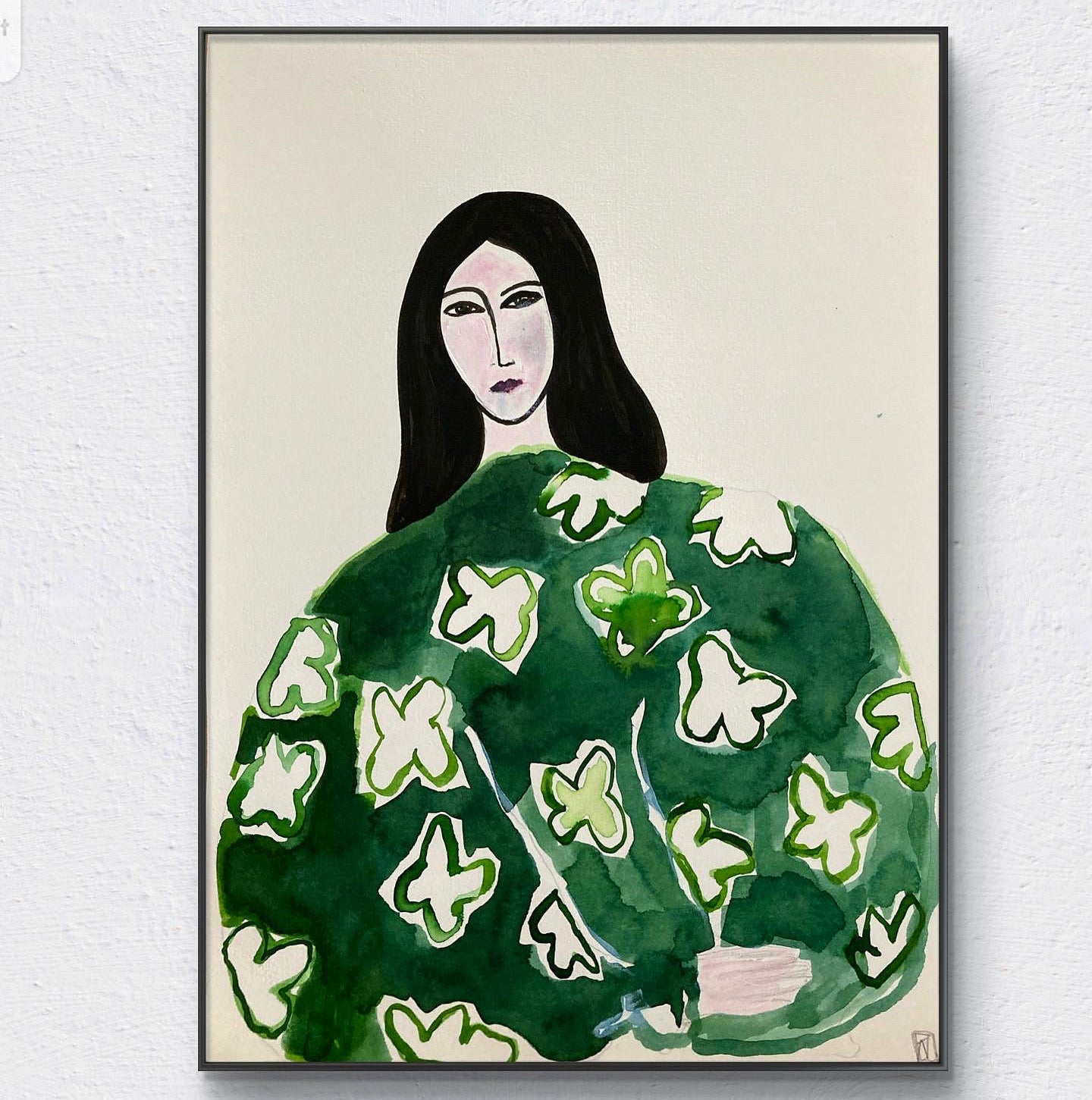 Drawing Illustration Ink Portrait 'PATIENCE' - Ink and Acrylic Pen Nina Fourton