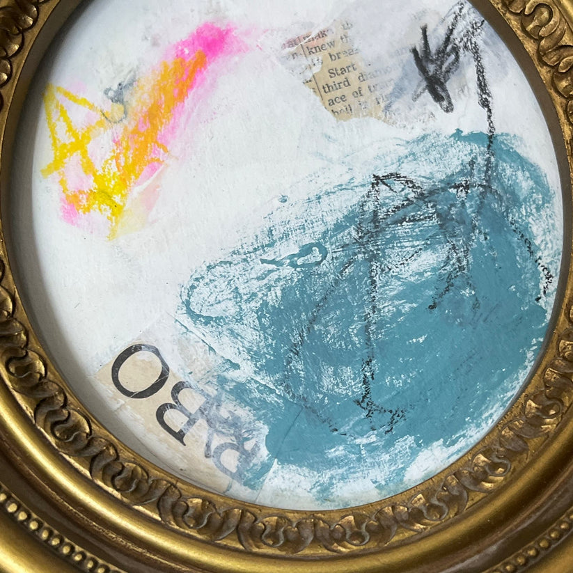 Abstract Mixed Media Painting 'THIRD DIAMOND' - Original Framed Mixed Media Abstract Art Painting Sam Lewis