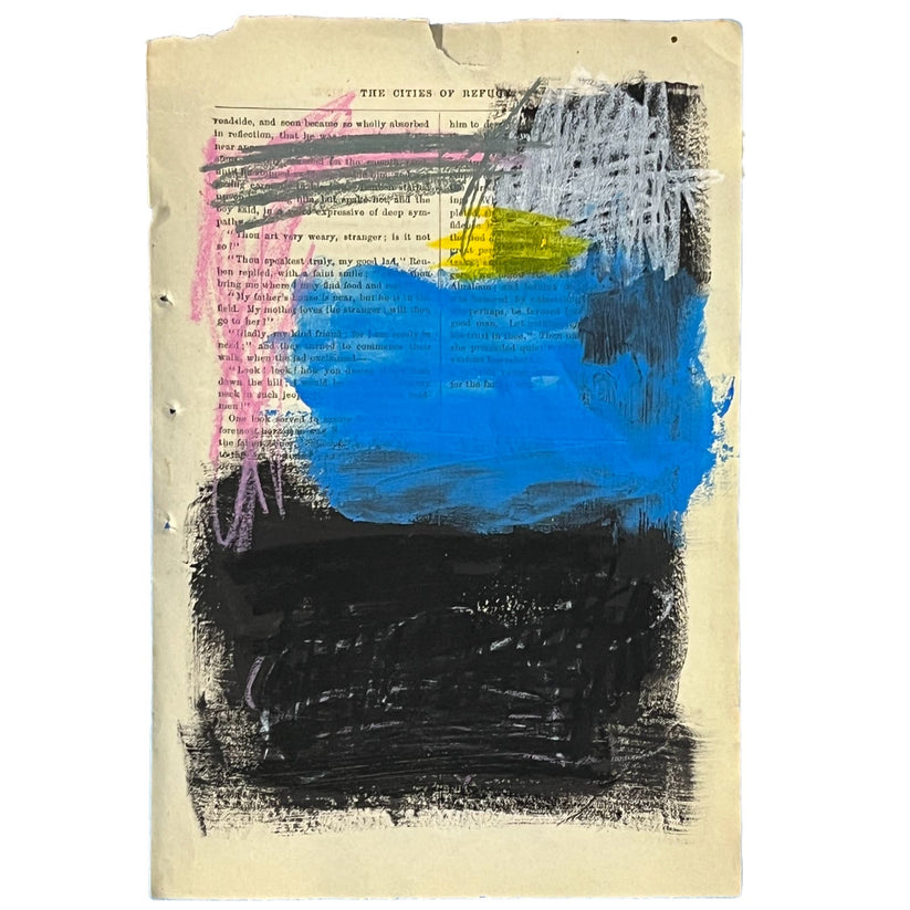 Abstract Mixed Media Painting '1861 PAPER SIGNED #16' - Original Mixed Media Abstract Art Painting Sam Lewis