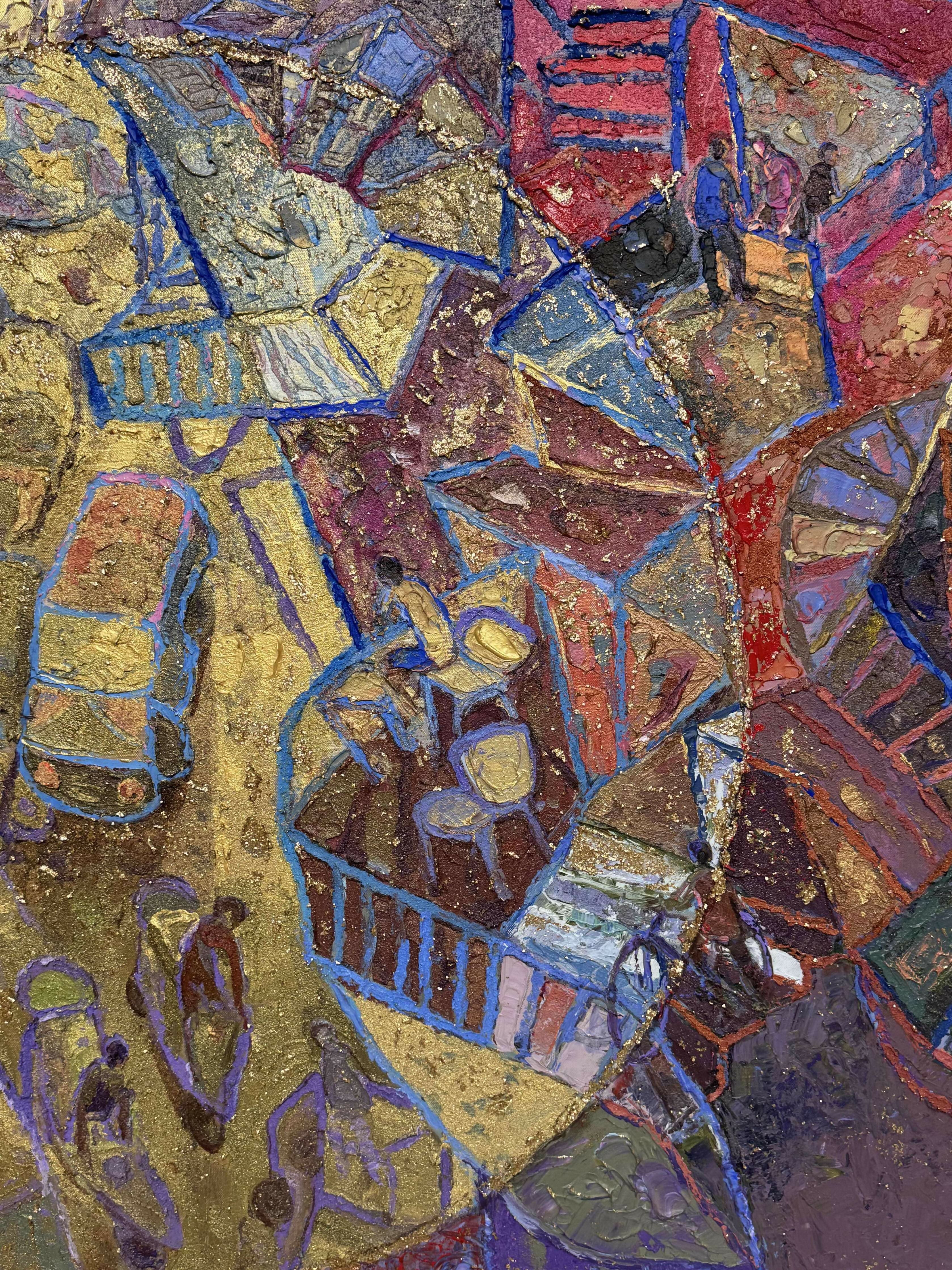 Abstract Acrylic Art Cityscape Contemporary Expressionist Landscape Painting Visionary Delhi-06 TEJINDER KANDA