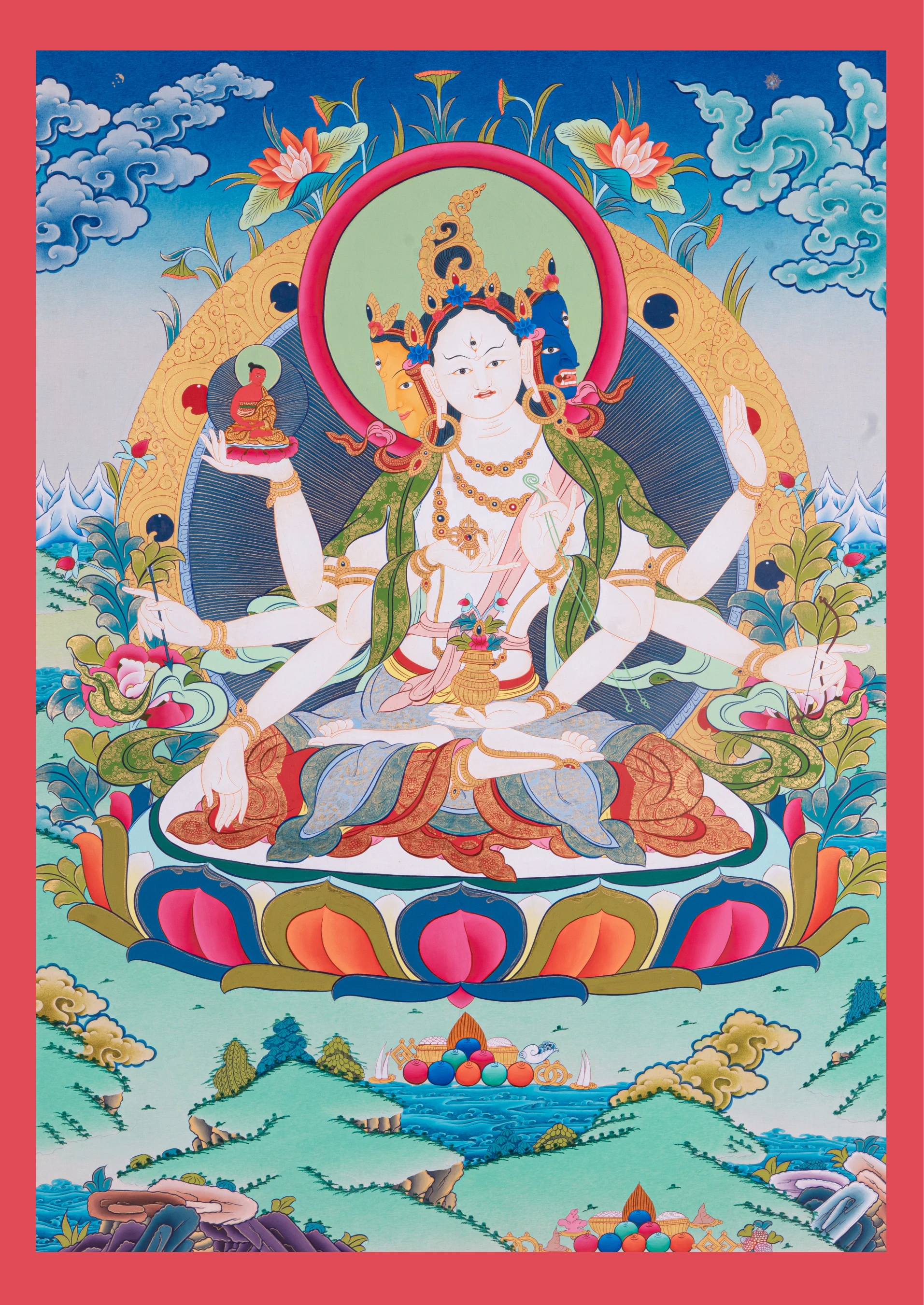 Design Figurative Painting Psychedelic Thanka Visionary 'NAMGYALMA' Boudha Stupa Thanka Center