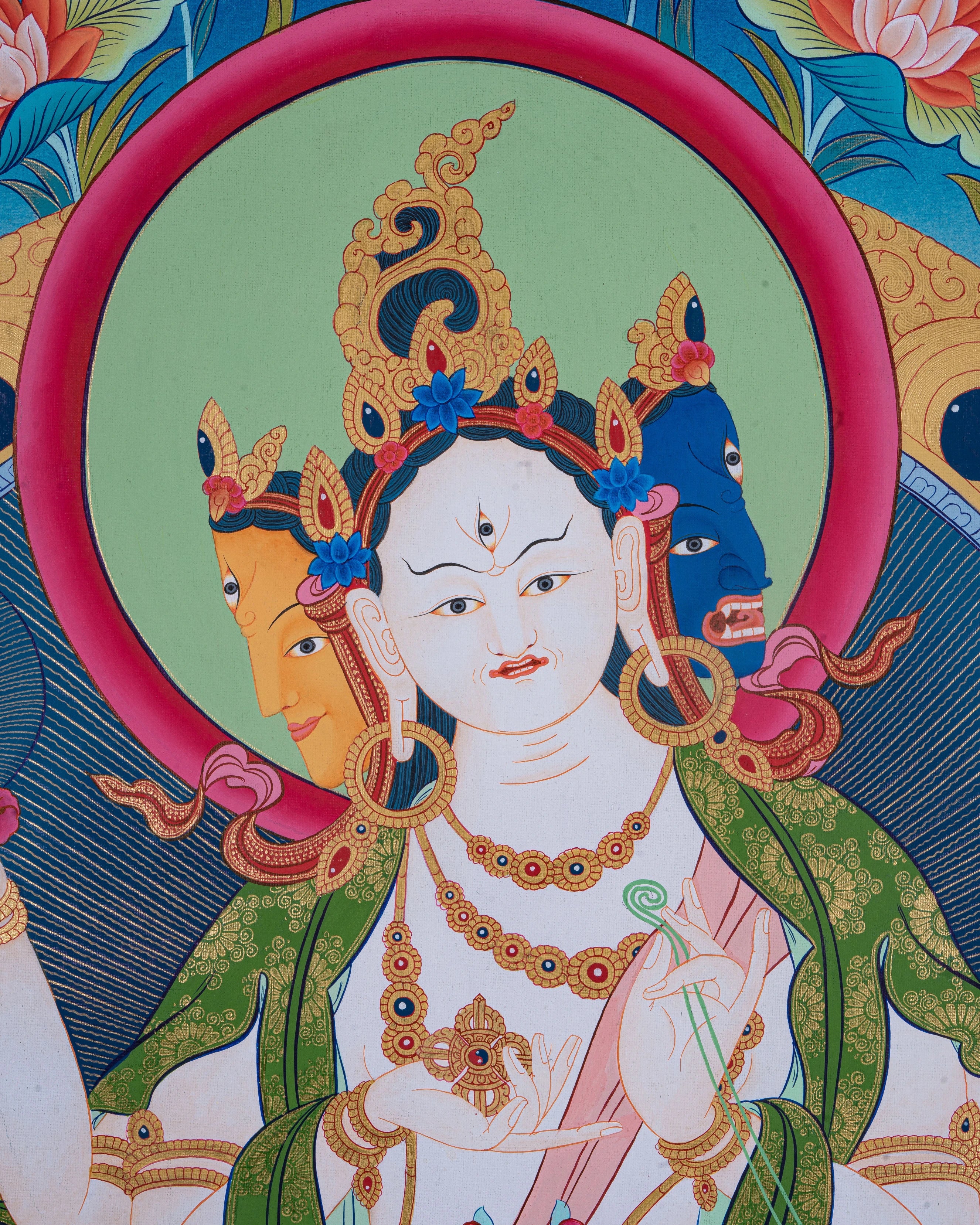 Design Figurative Painting Psychedelic Thanka Visionary 'NAMGYALMA' Boudha Stupa Thanka Center