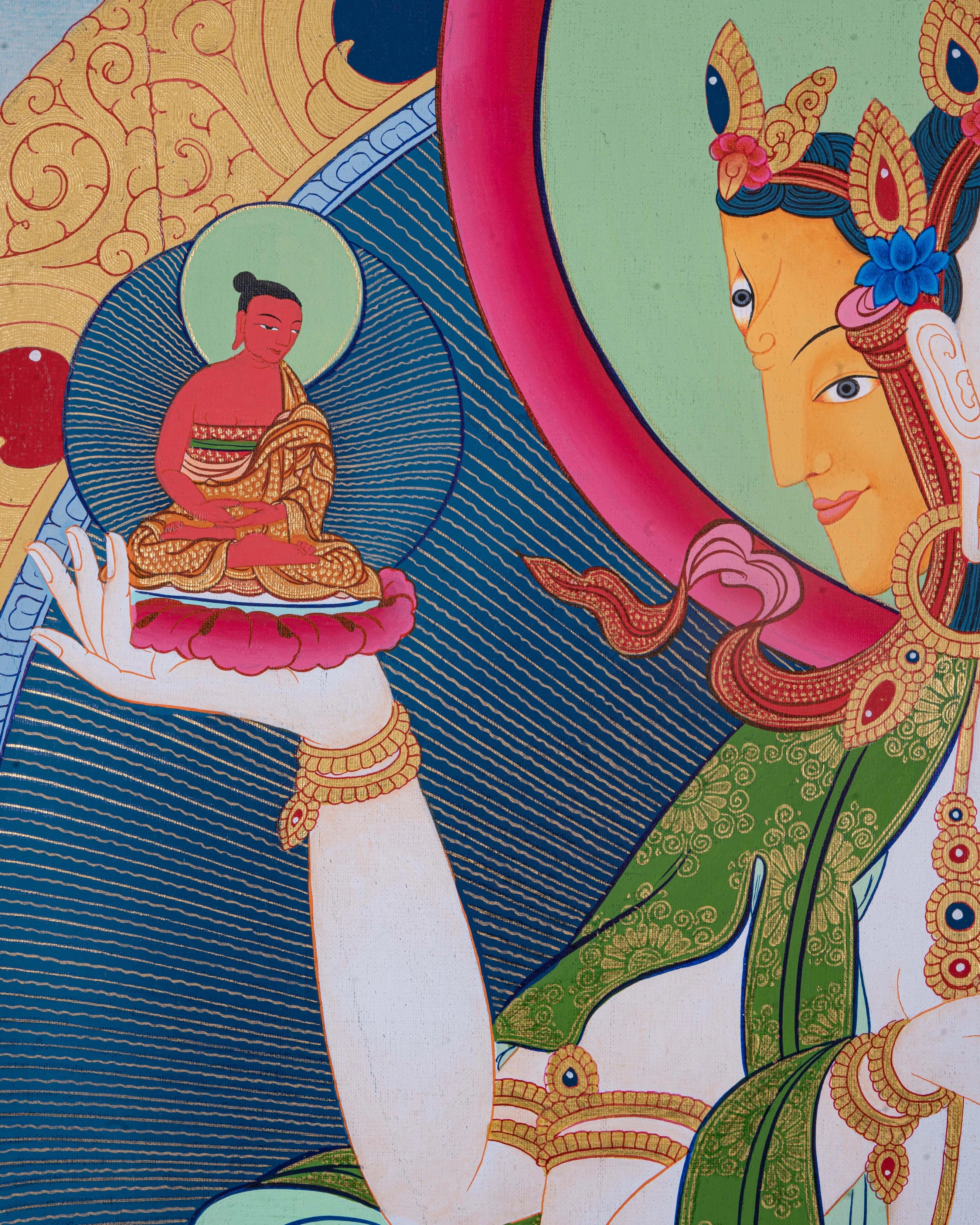 Design Figurative Painting Psychedelic Thanka Visionary 'NAMGYALMA' Boudha Stupa Thanka Center