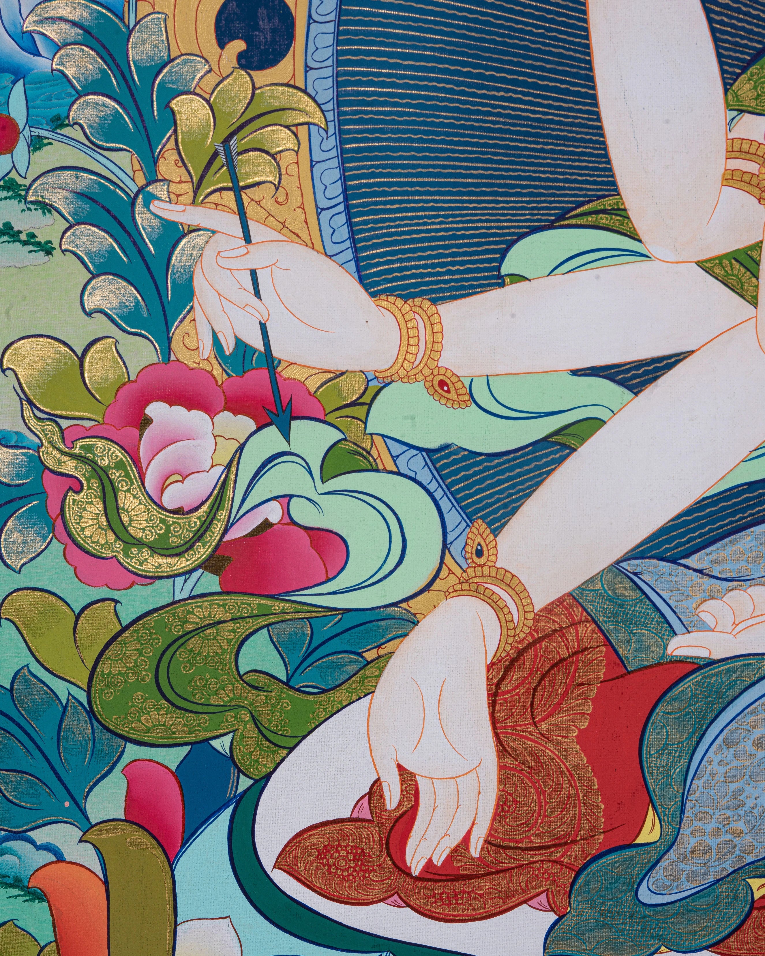 Design Figurative Painting Psychedelic Thanka Visionary 'NAMGYALMA' Boudha Stupa Thanka Center