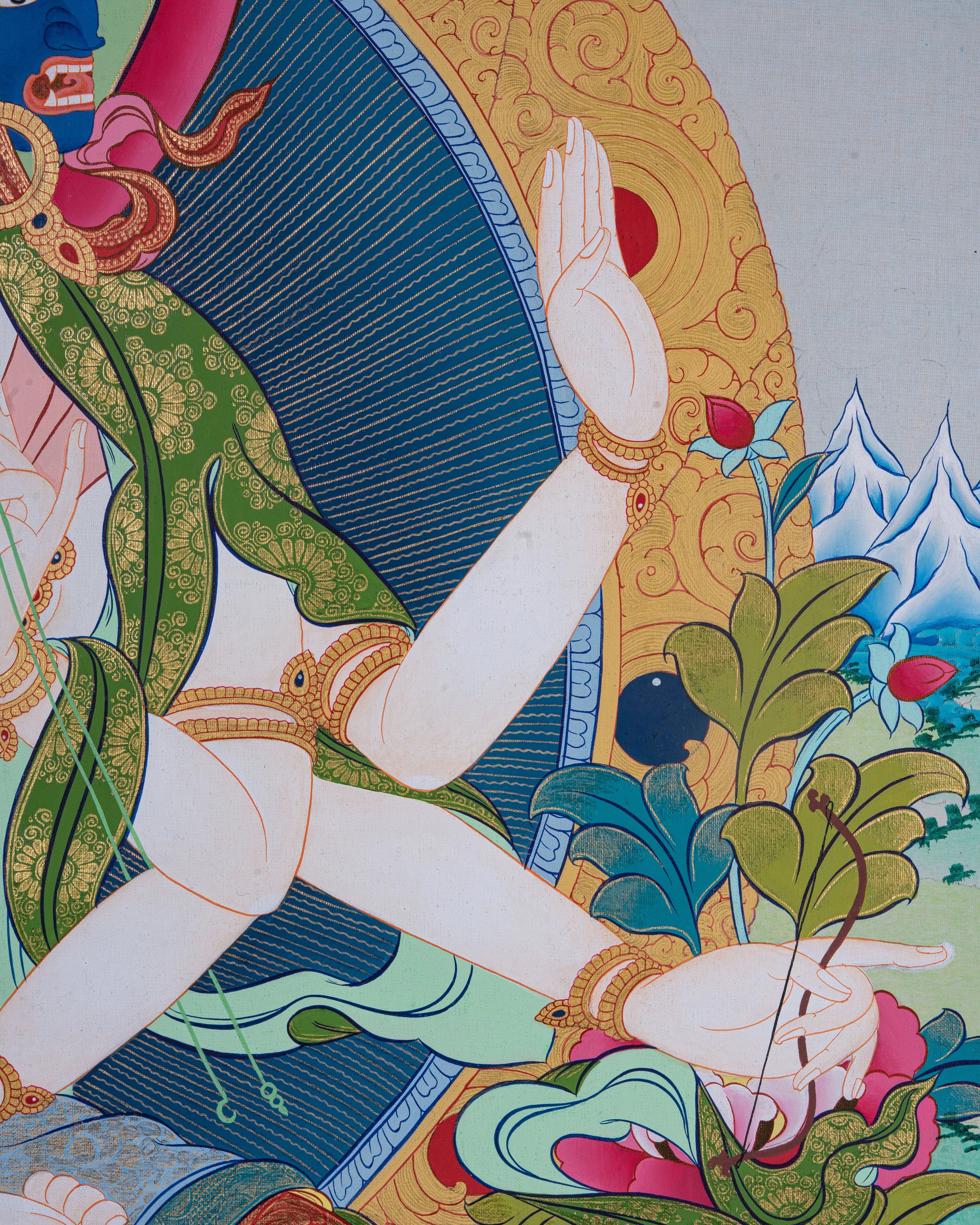 Design Figurative Painting Psychedelic Thanka Visionary 'NAMGYALMA' Boudha Stupa Thanka Center