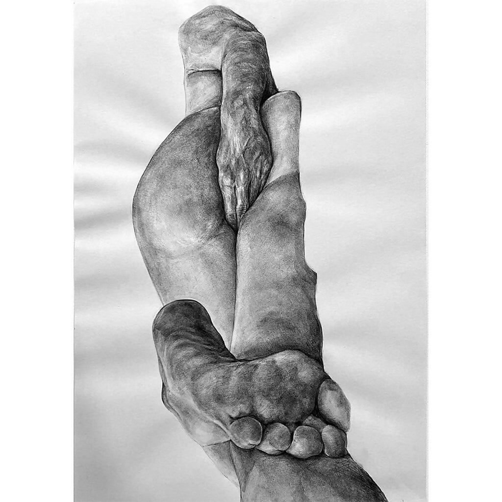 Art Contemporary Draw Drawing Figurative Pencil Surrealism Watercolor #17 From the series “Poses” Mabuya
