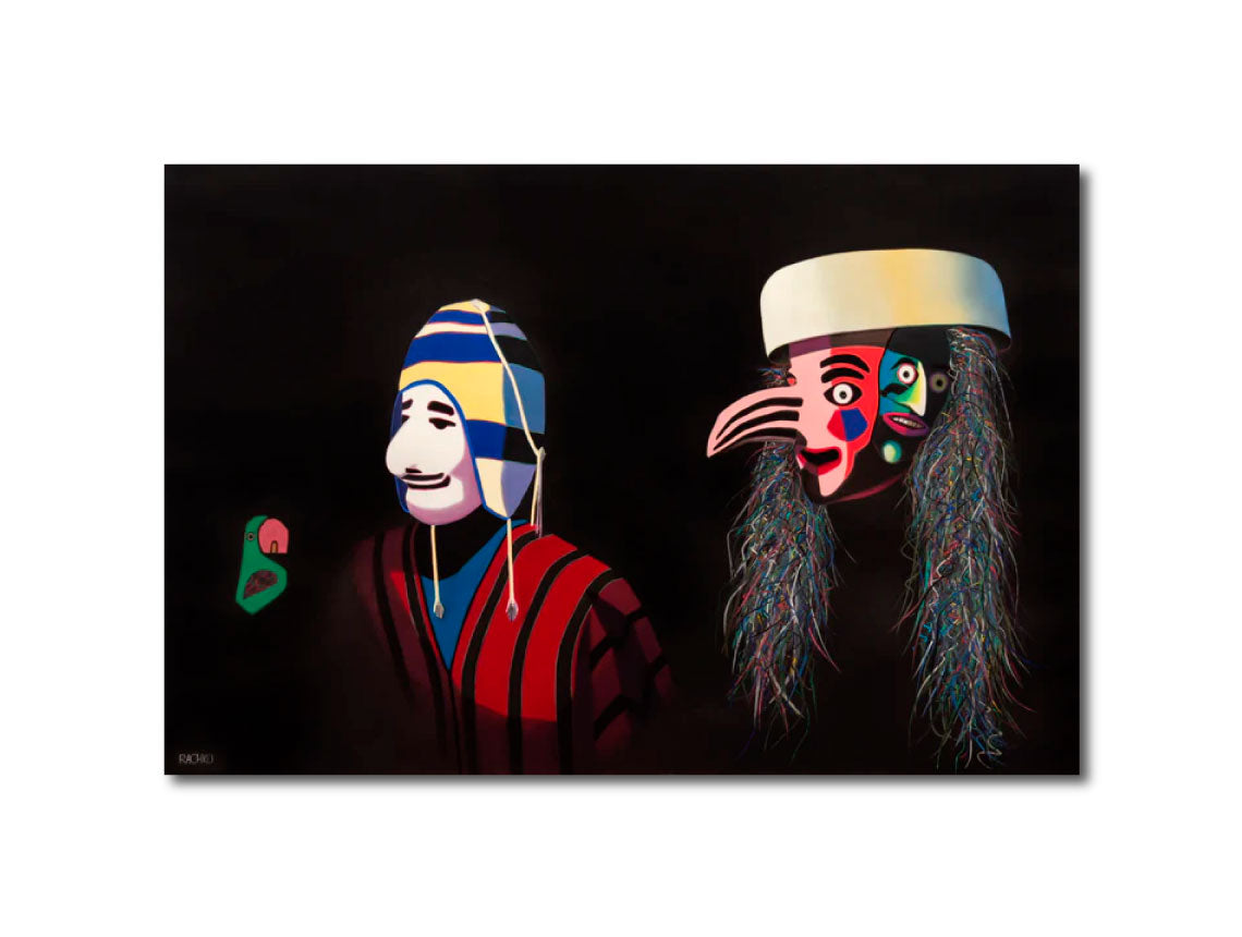 Acrylic Expressionist Figurative Painting Surrealism "ACOLYTES - BOLIVIANOS" Soft Pastel on Sandpaper Barbara Rachko