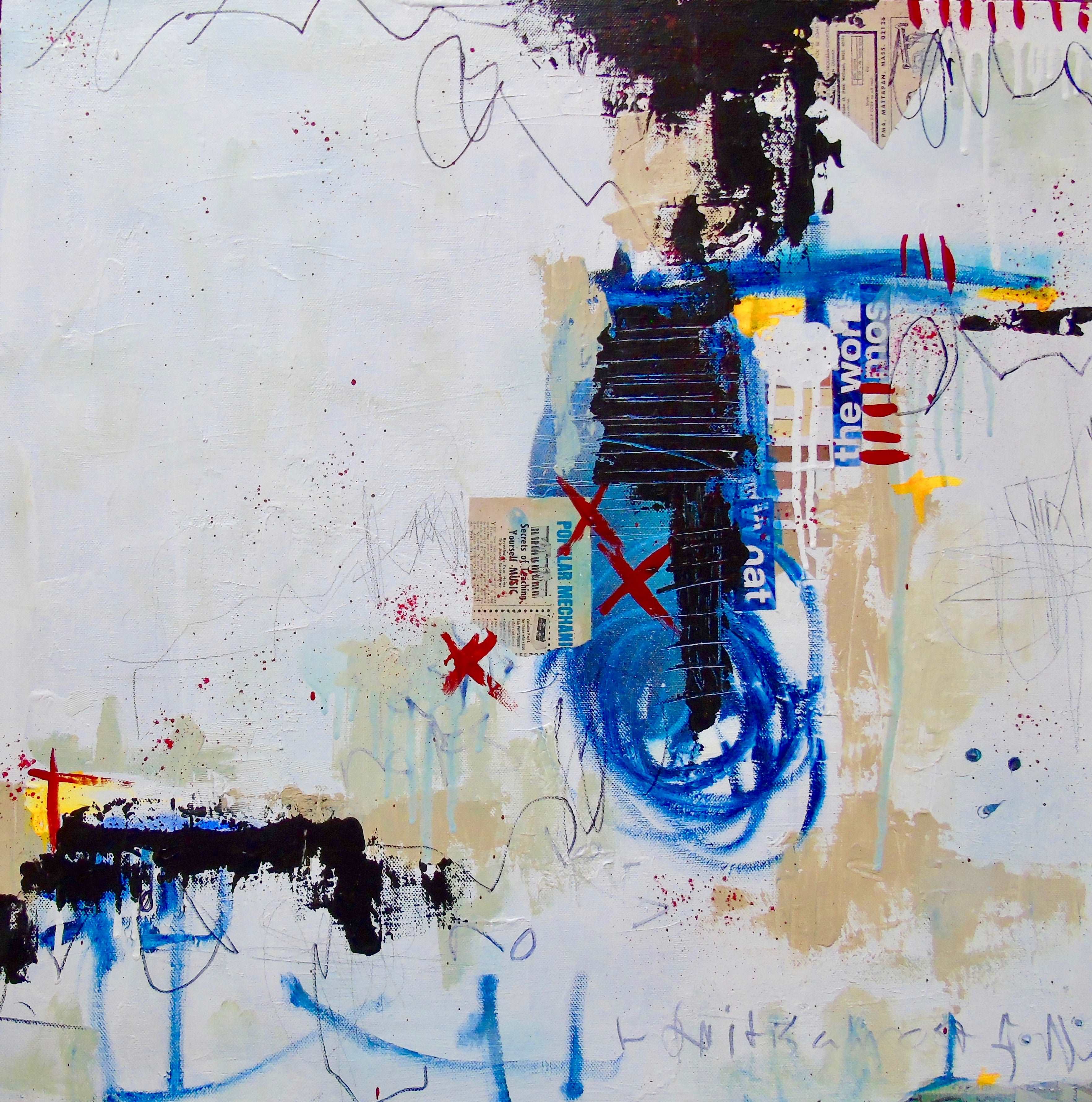Acrylic Collage Contemporary Expressionist Painting 'A CONSTELLATION OF SCARS' Lorette C. Luzajic